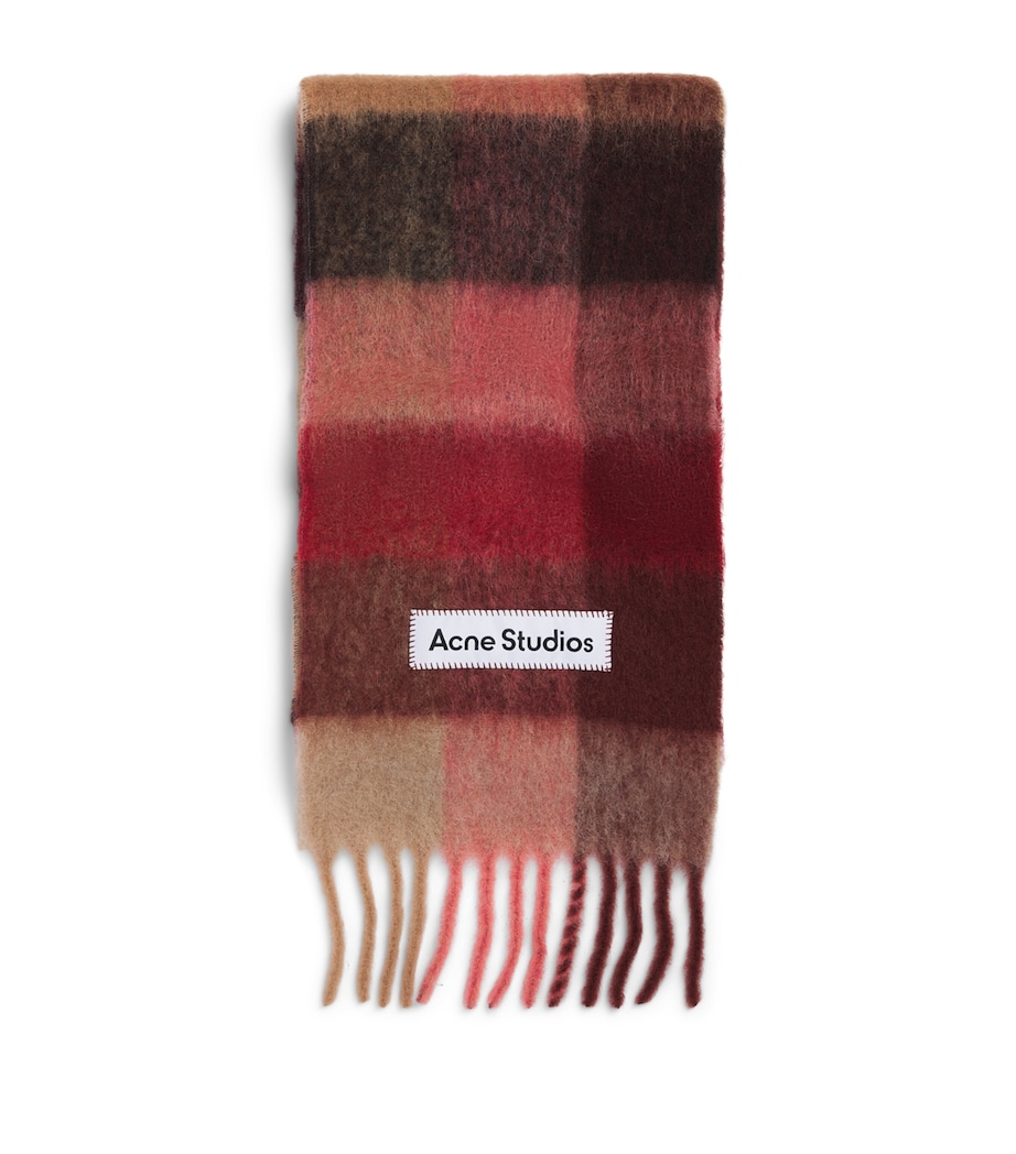 Acne Studios Mohair-Blend Check Scarf Red/pink/beige Image 1