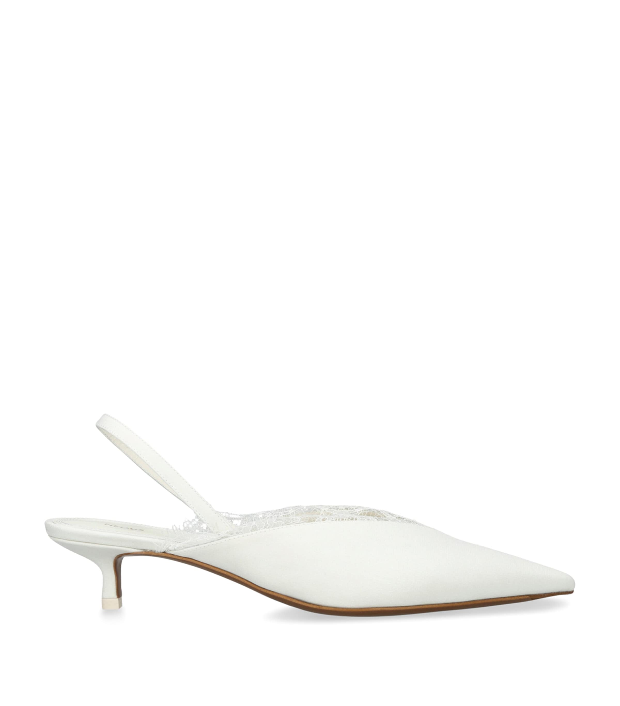 NEOUS Crepe Lace-Trim Irena Slingback Pumps 40 White Image 1