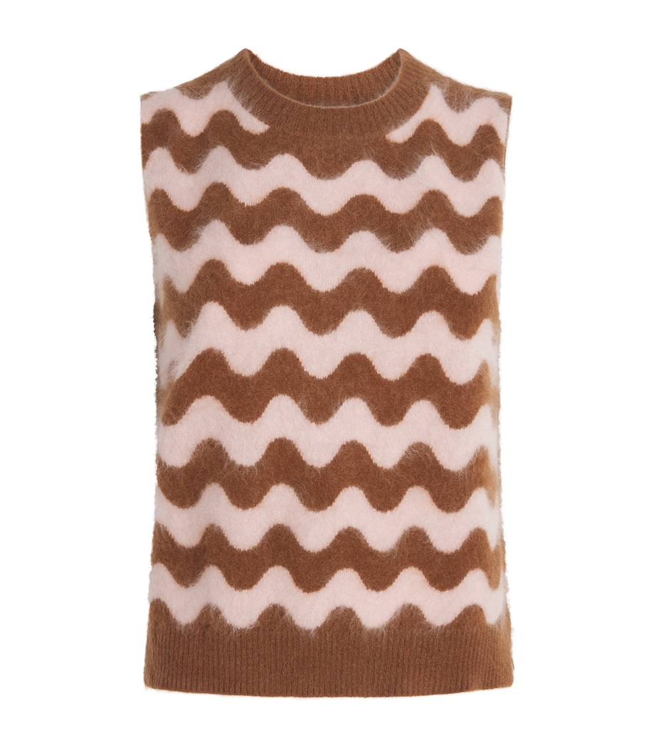 Brushed Cashmere Stripe Sweater Vest CARAMEL/SMOKE PINK Image 1