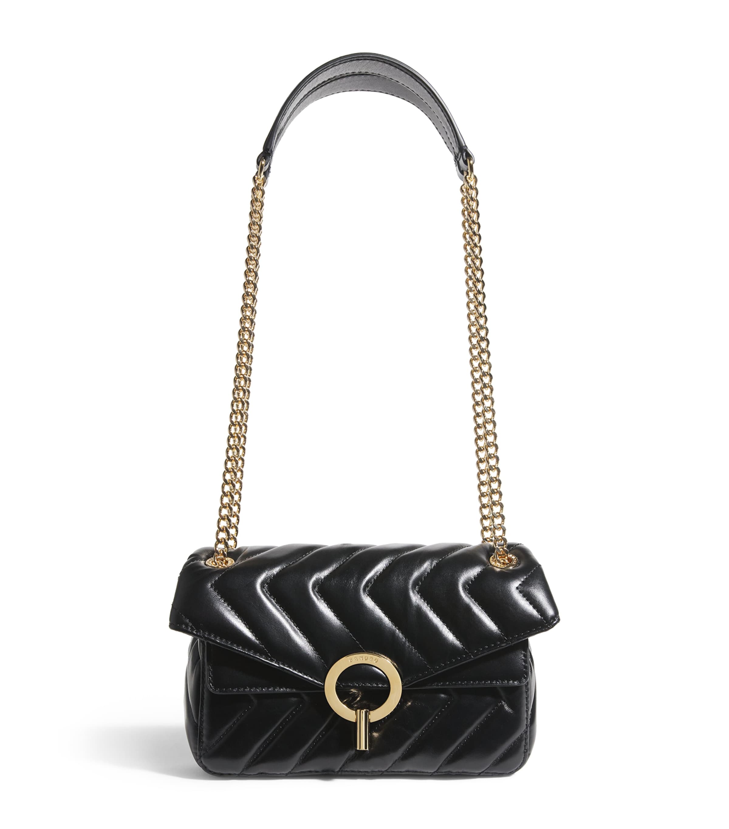 Sandro Quilted Leather Yza Shoulder Bag In Black