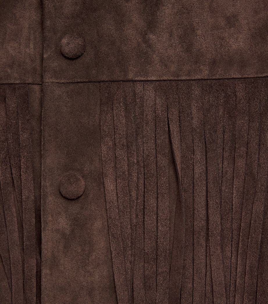 FRAME Womens Suede Fringe The Rodeo Jacket Chestnut Image 6