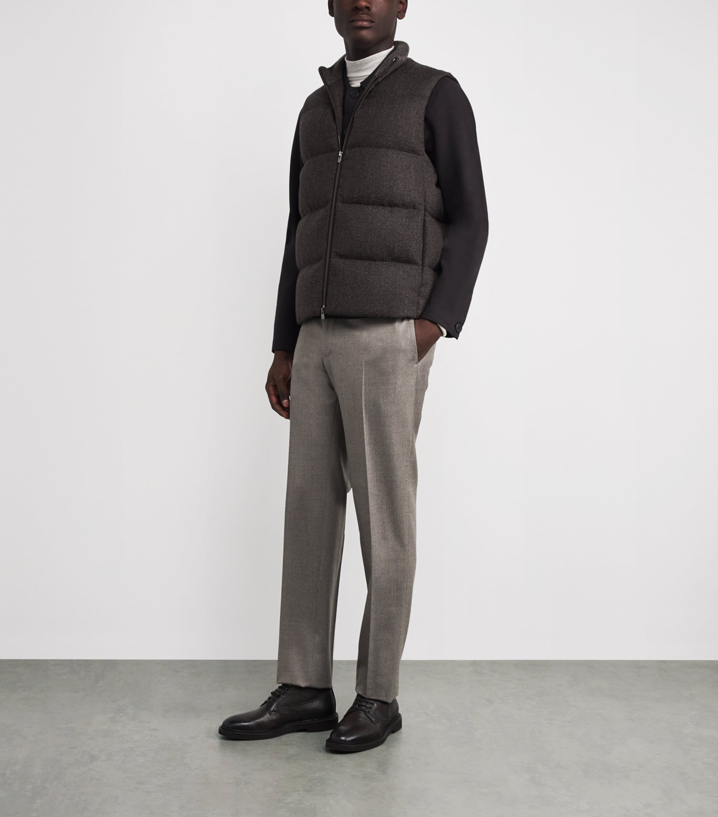 Wool-Blend Padded Gilet 650 - BROWN- CUMIN Image 2