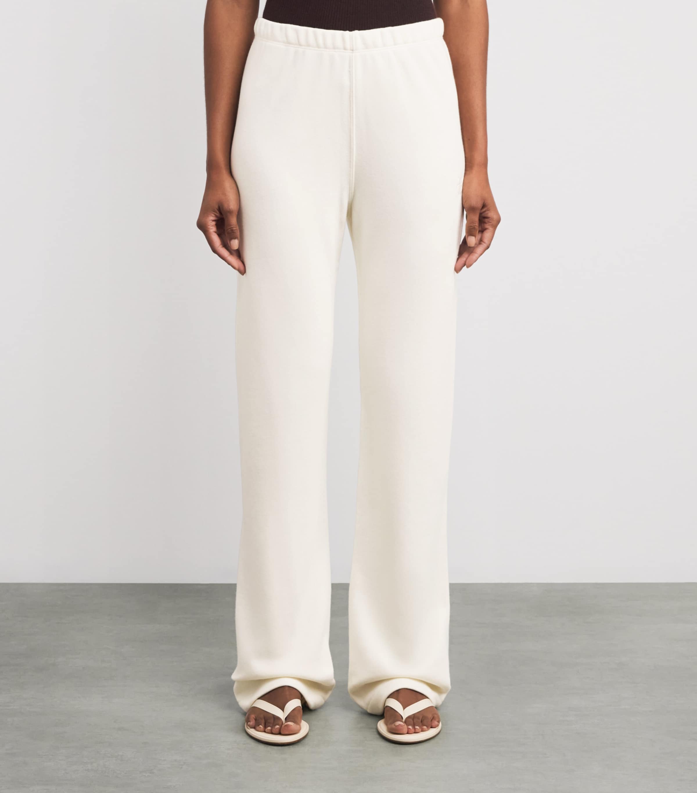 ÉTERNE Womens Cotton-Blend Straight-Leg Sweatpants Crm Cream Image 3