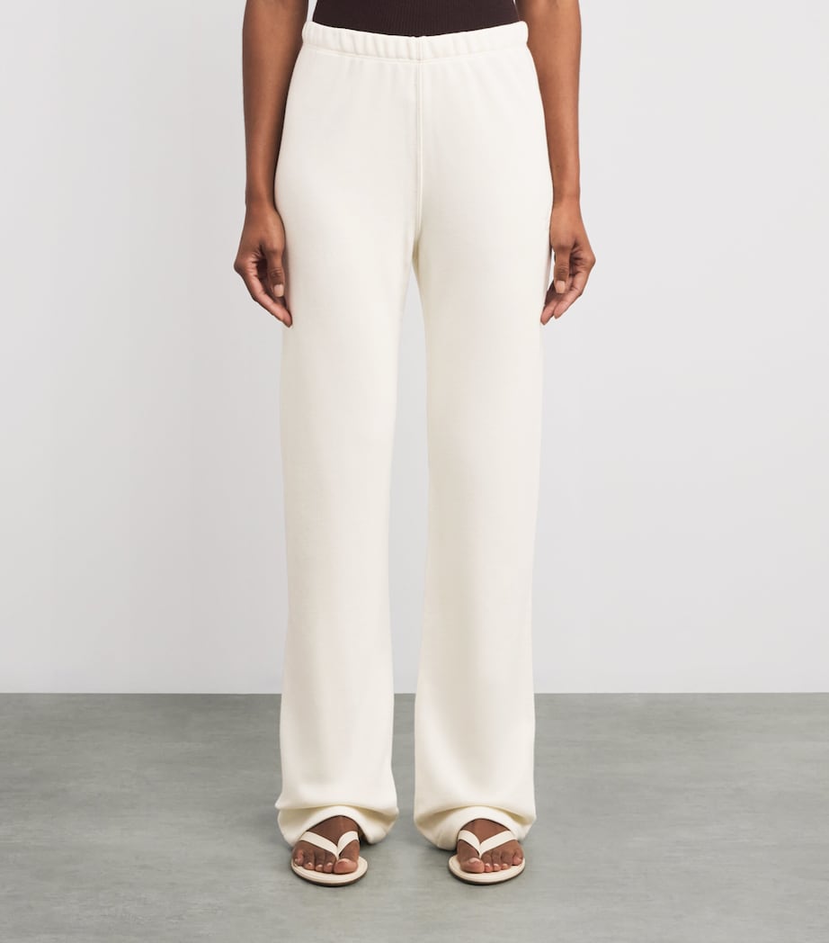 ÉTERNE Womens Cotton-Blend Straight-Leg Sweatpants Crm Cream Image 3