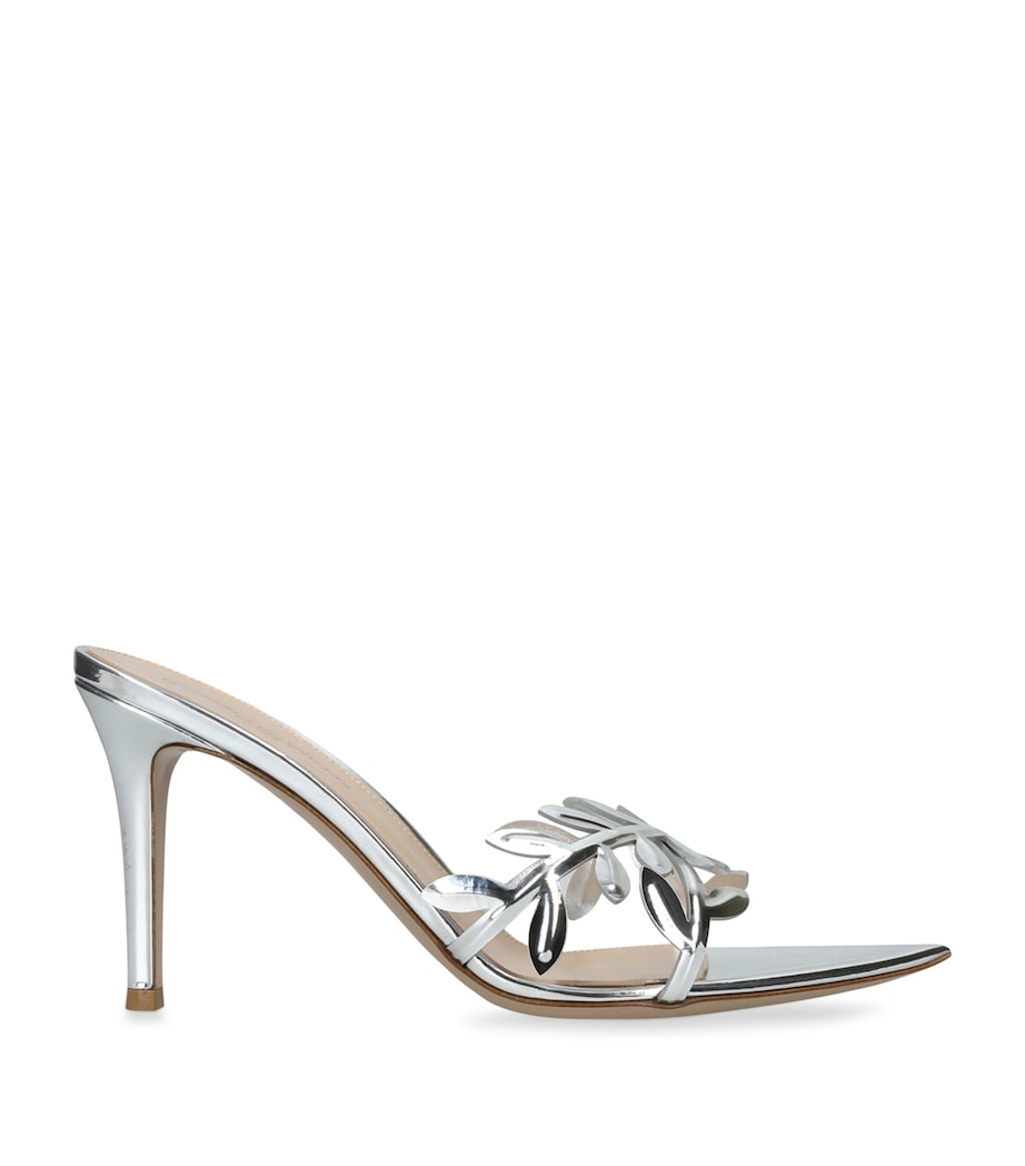 Gianvito Rossi Leather Flavia Heeled Sandals 85 Silver Image 1
