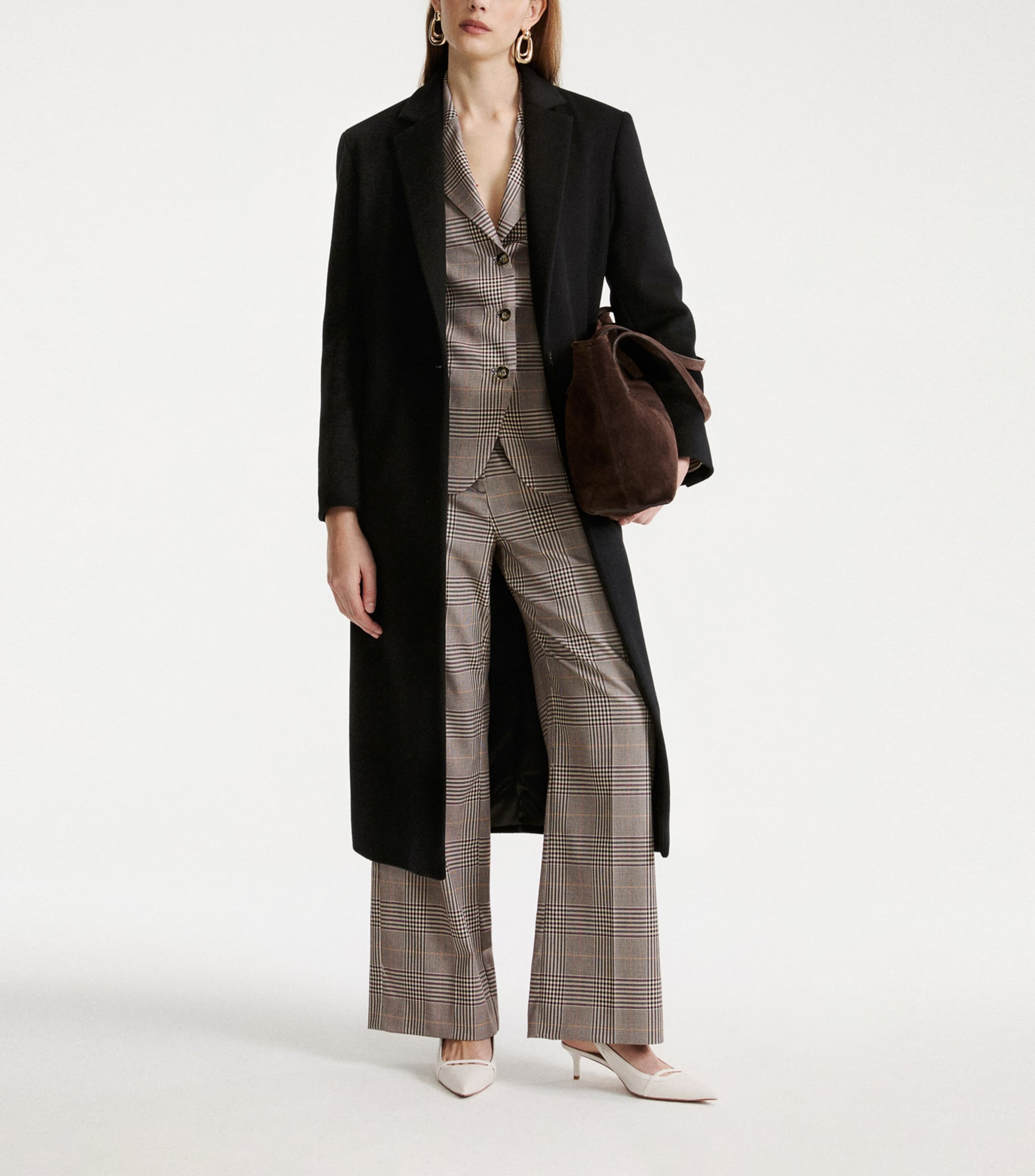 Marella Womens Check Blazer Chocolate Image 2