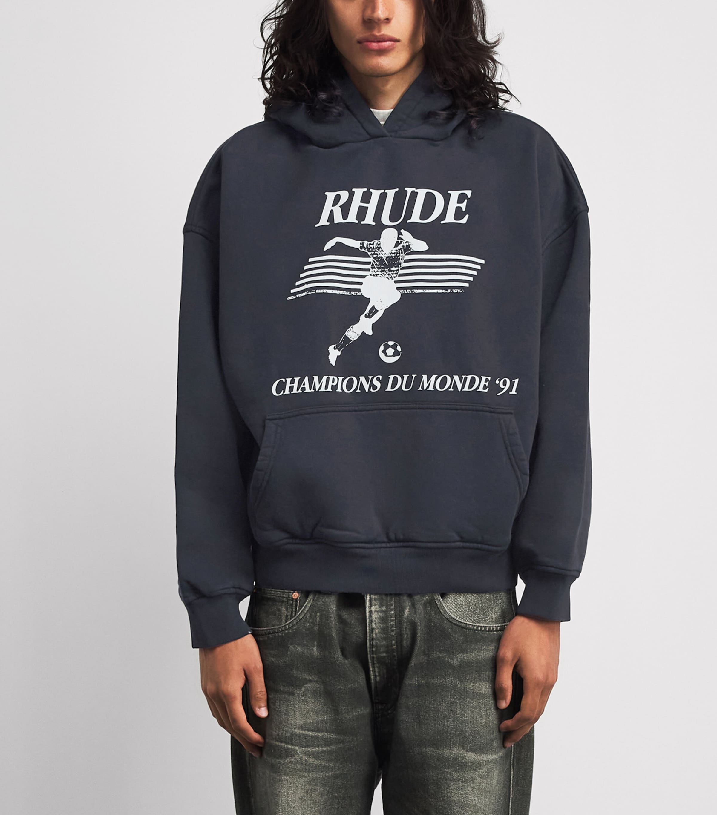 Rhude Mens Cotton Set Piece Hoodie Vntg Blk/wht Image 4