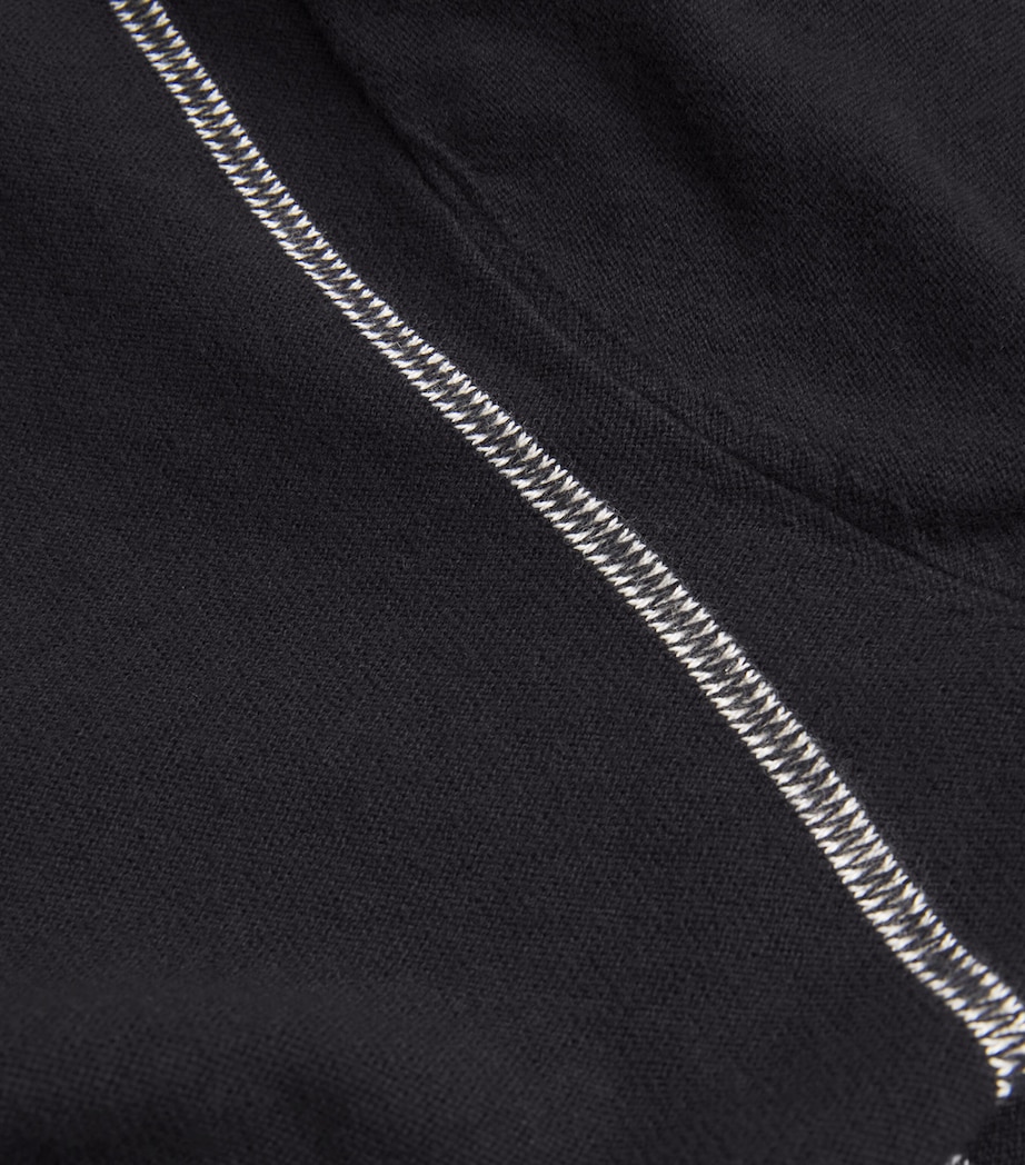 Cotton-Cashmere Yarn Stripe Cardigan BLACK Image 5