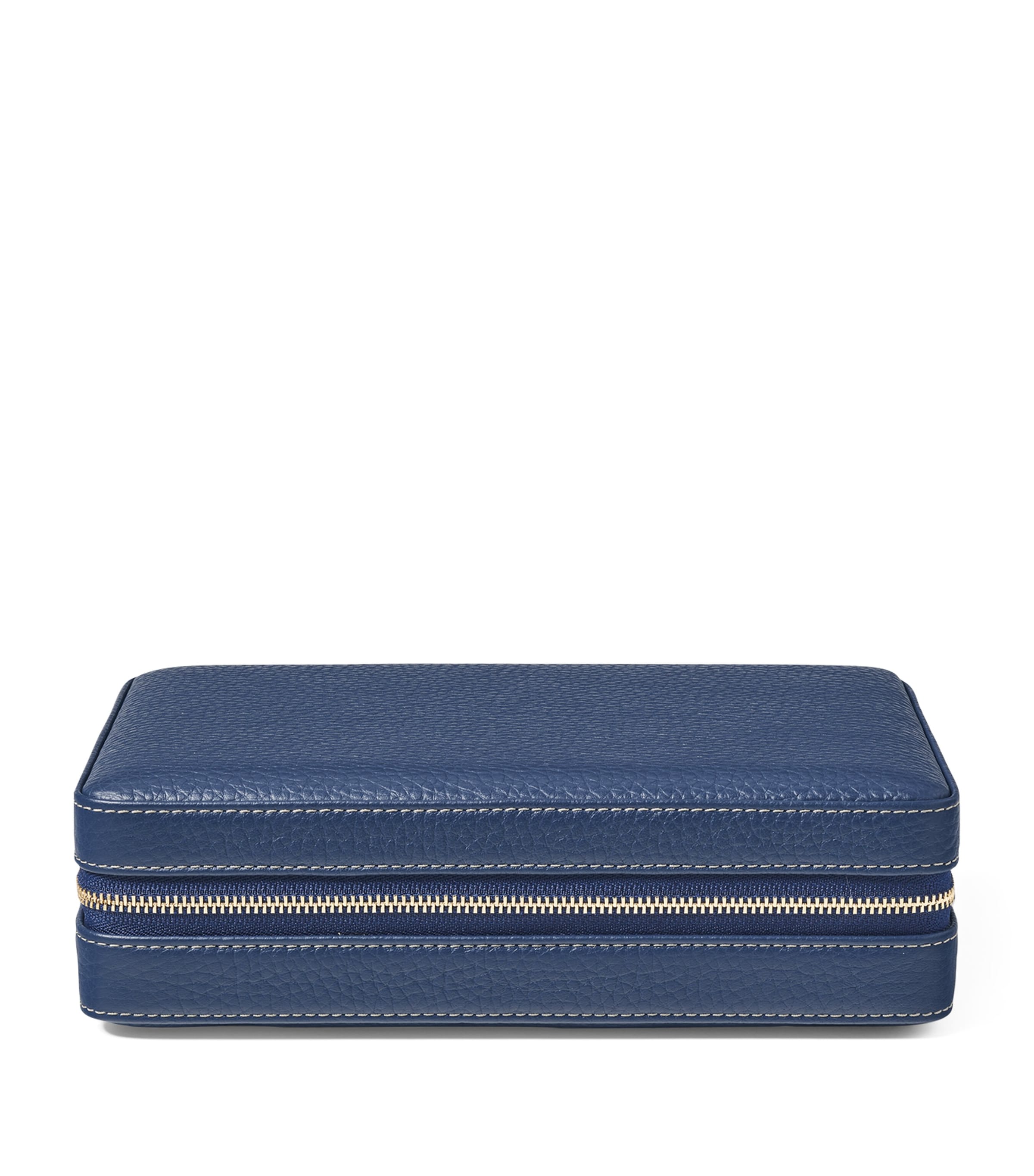 Aspinal Of London Large Leather Jewellery Case In Blue