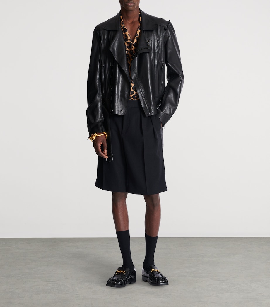 Balmain Belted Leather Biker Jacket Harrods AE