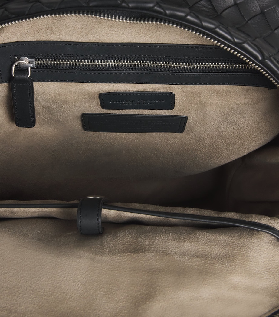 Officine Creative Leather Woven Armor Backpack Nero Image 5