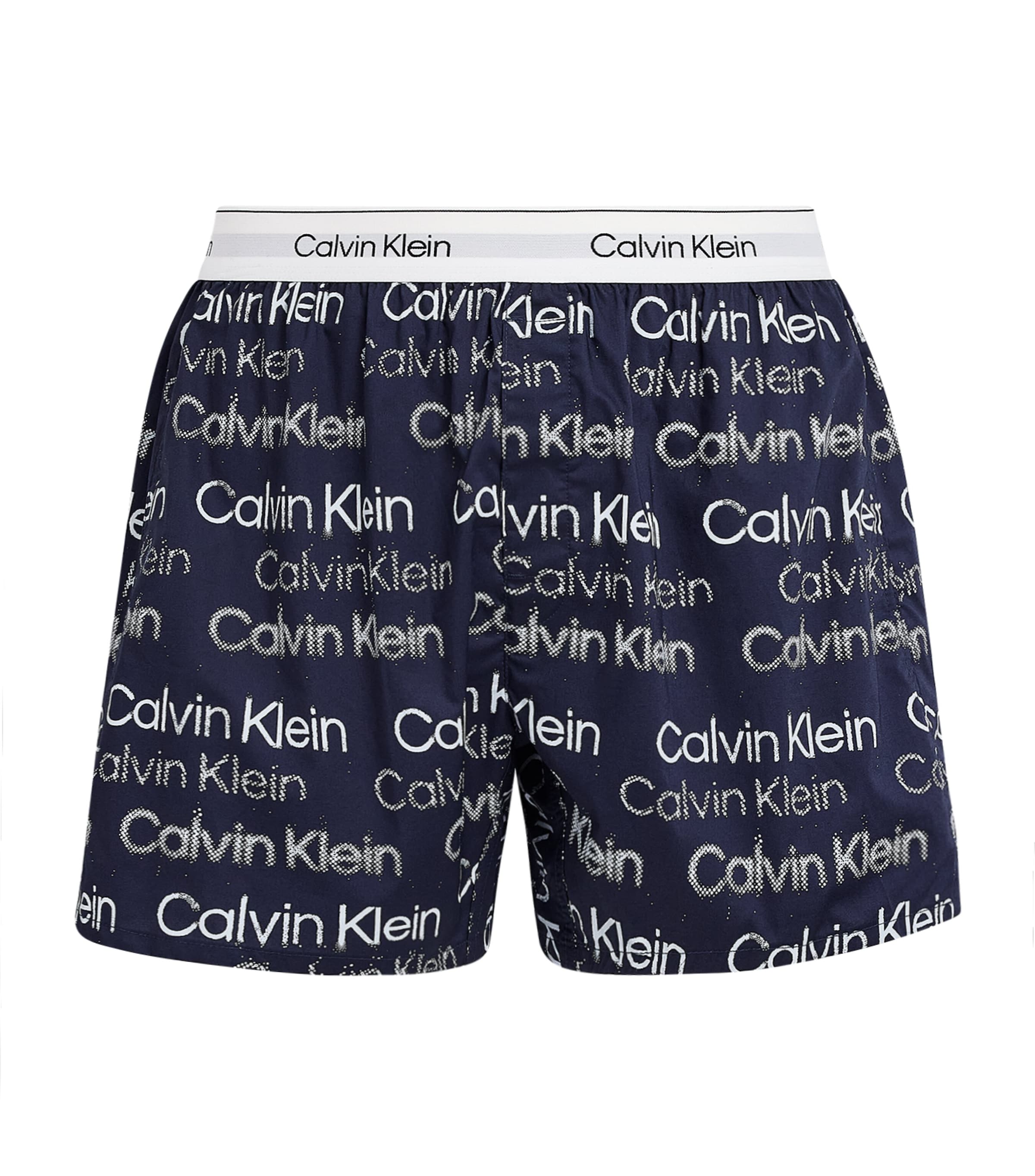 Calvin Klein Cotton Poplin Logo Pyjama Shorts In Navy