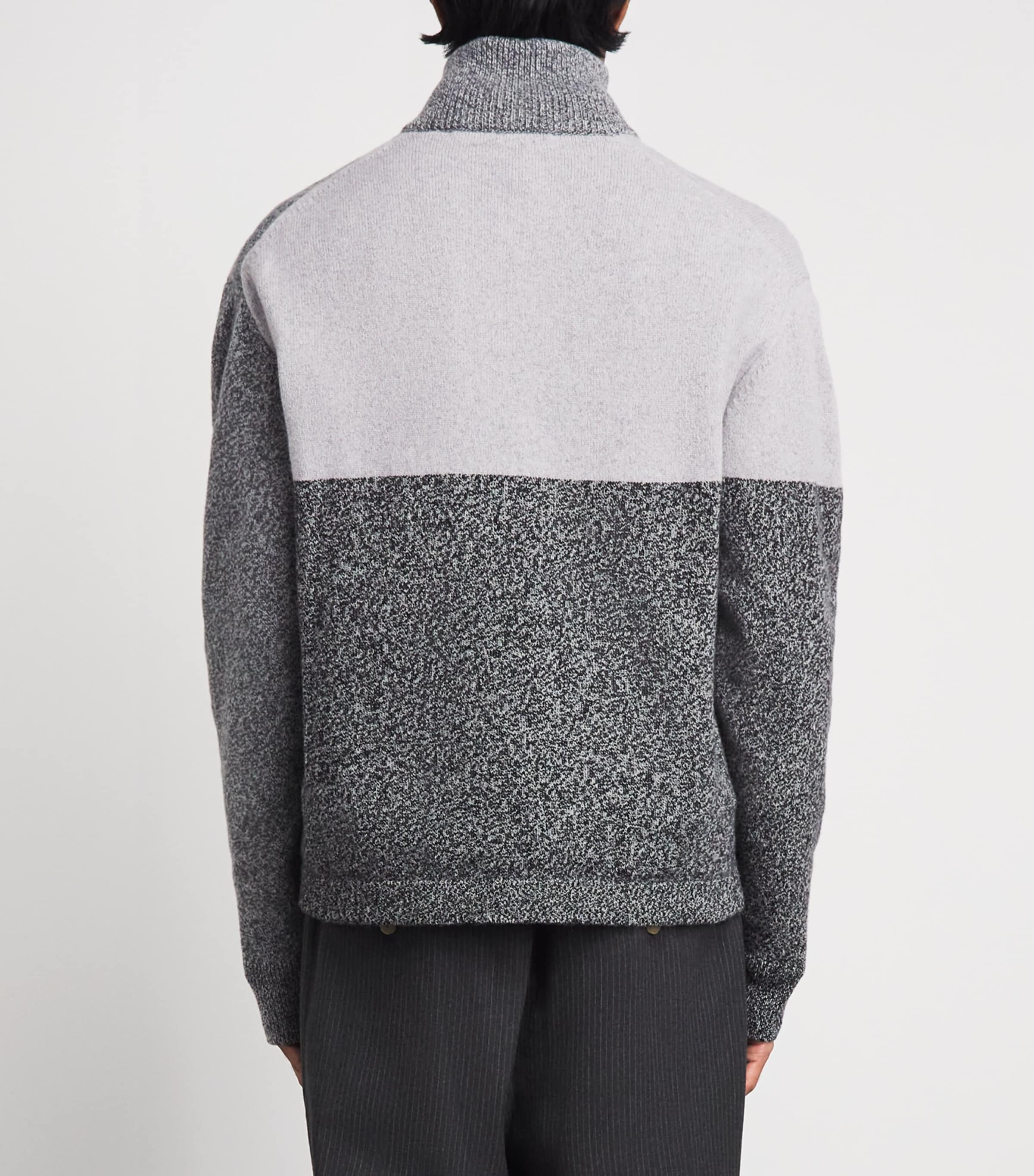 Jacquemus Mens Merino Wool-Cashmere Orlando Quarter-Zip Sweater Multi Grey Image 5