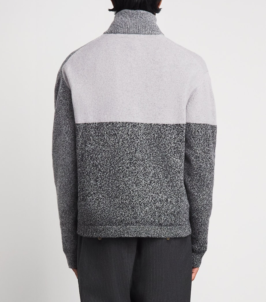 Jacquemus Mens Merino Wool-Cashmere Orlando Quarter-Zip Sweater Multi Grey Image 5