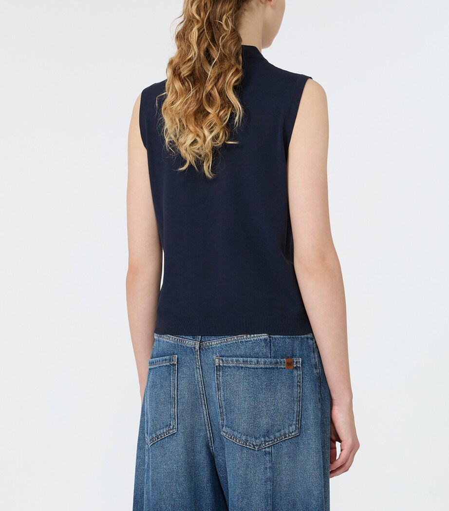 Weekend Max Mara Womens Sleeveless High-Neck Sweater Navy Image 4
