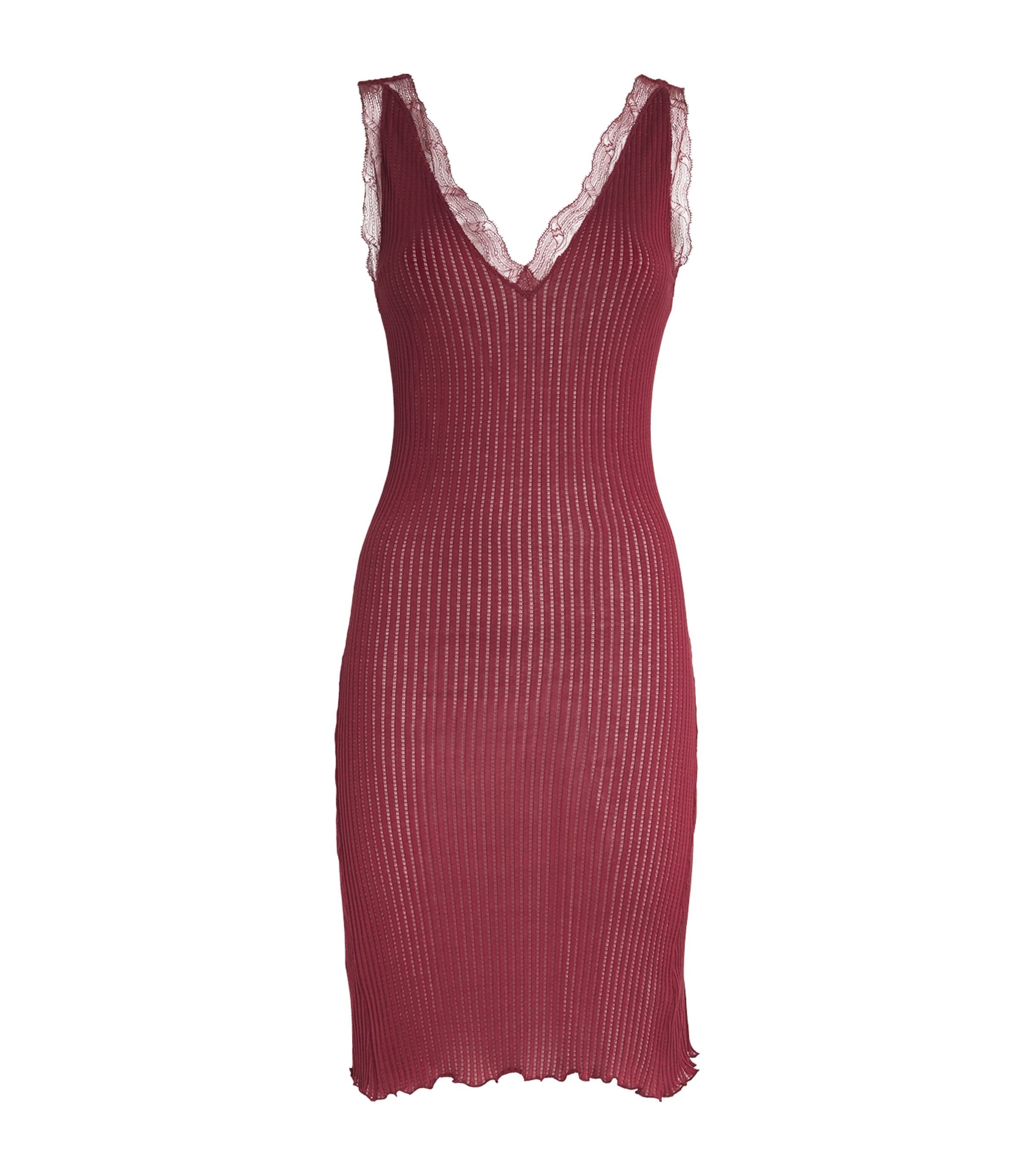 Zimmerli Ribbed Nightdress In Red