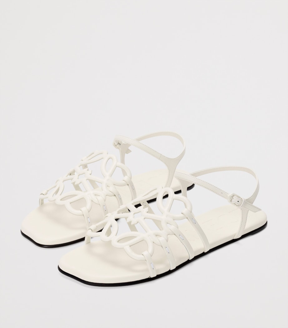 LOEWE x Paula's Ibiza Leather Petal Anagram Sandals White Image 2