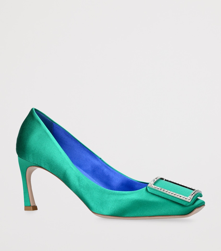 Roger Vivier Buckle-Detail Strass Trompette Pumps 70 Green Image 3