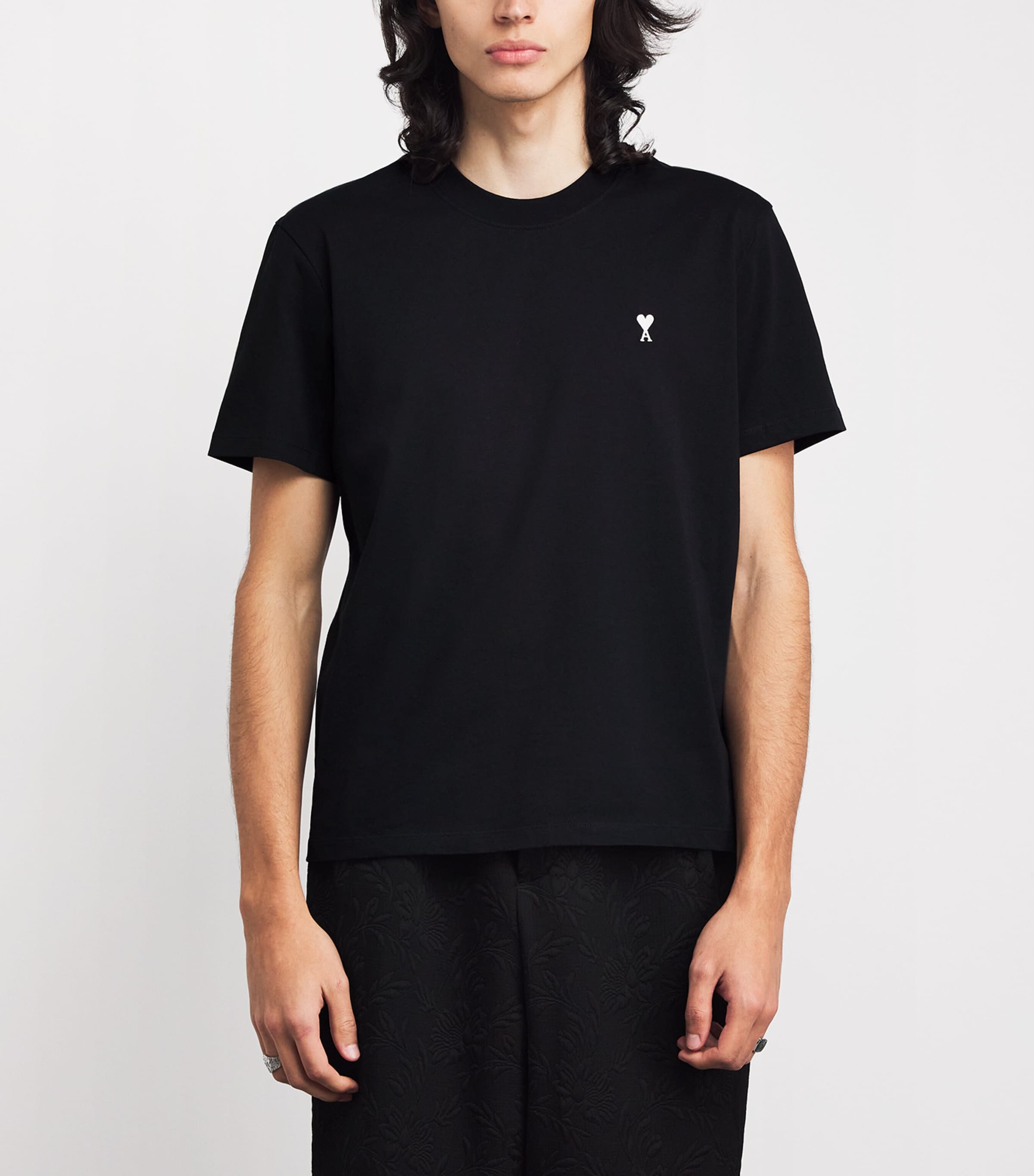 AMI Paris Black Organic Cotton Ami de Coeur T-Shirt | Harrods US