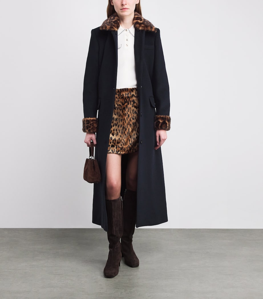 Wool-Blend Leopard-Collar Coat DUAL-COLOR Image 2