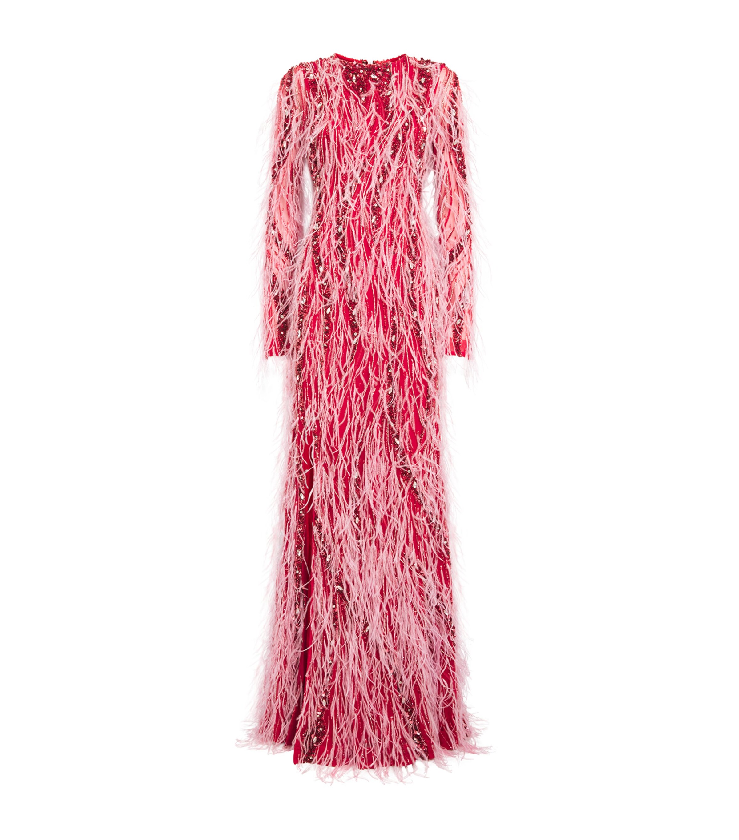 rachel gilbert pink feather dress Rachel Gilbert Pink Ostrich Feather Cynthia Gown