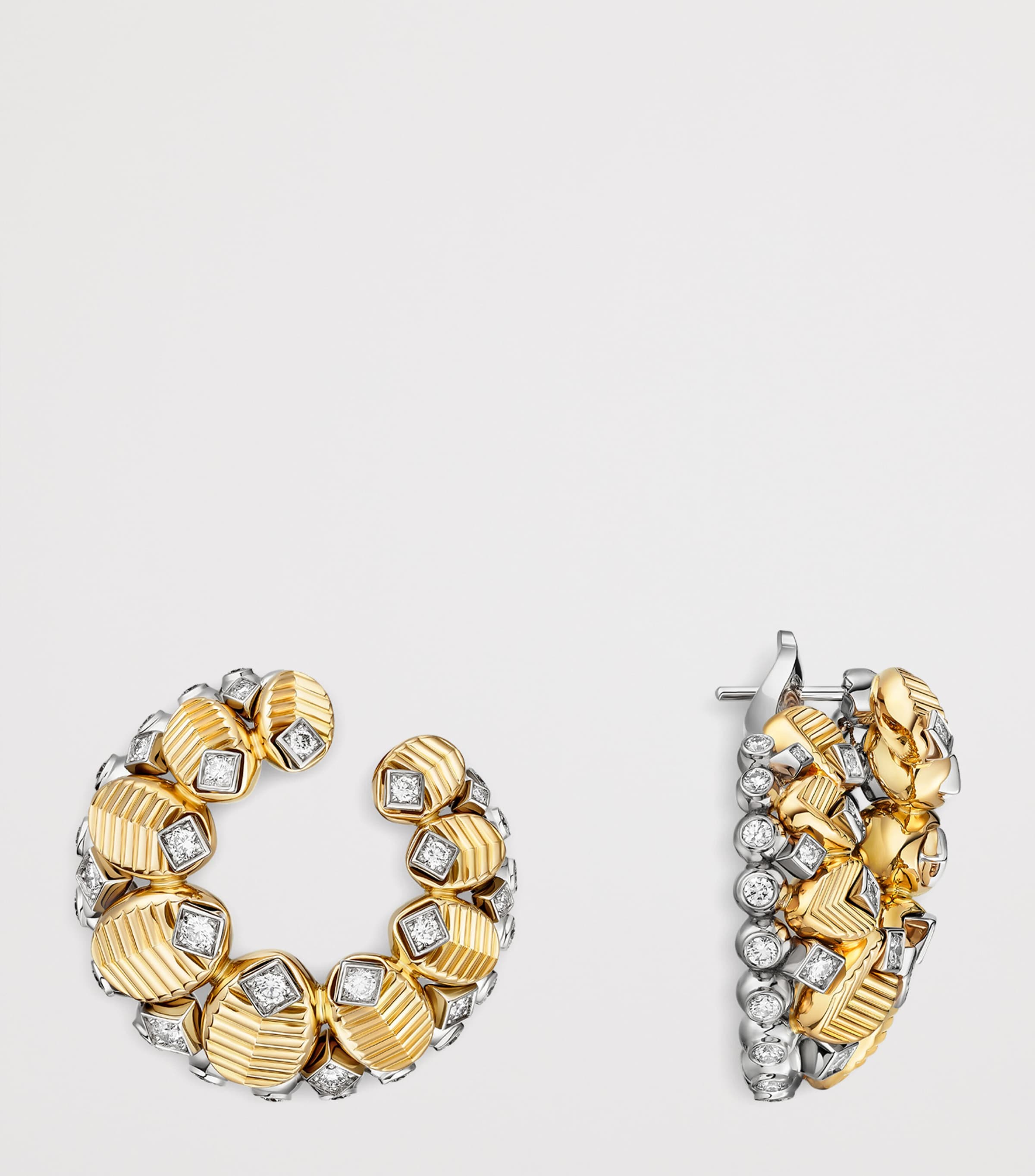 Yellow Gold, White Gold and Diamond Grain de Café Earrings YELLOW GOLD Image 2