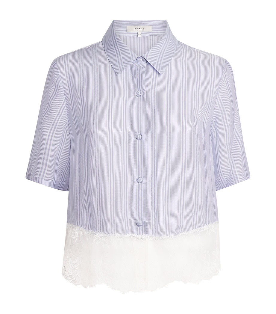 FRAME Womens Silk The Stripe Lace Shirt Chambray Multi Image 1
