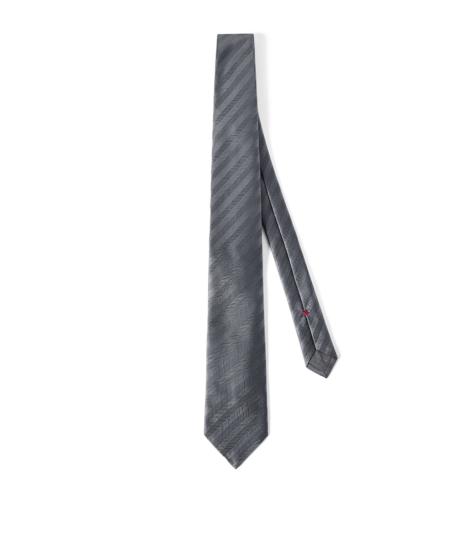 Brunello Cucinelli Silk Stripe Jacquard Tie Image 1