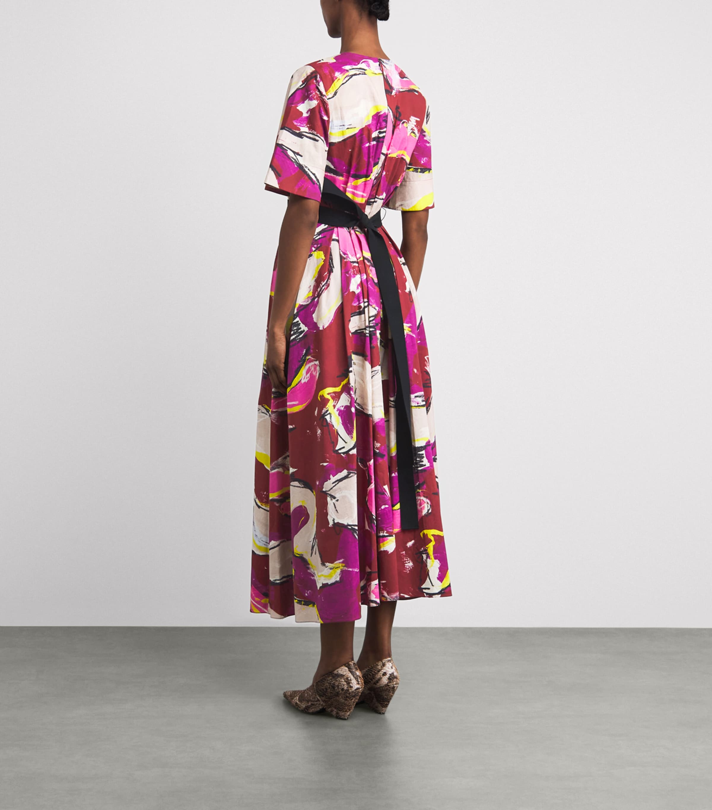 Roksanda Womens Cotton Printed Sana Midi Dress Brushburgundy Image 4