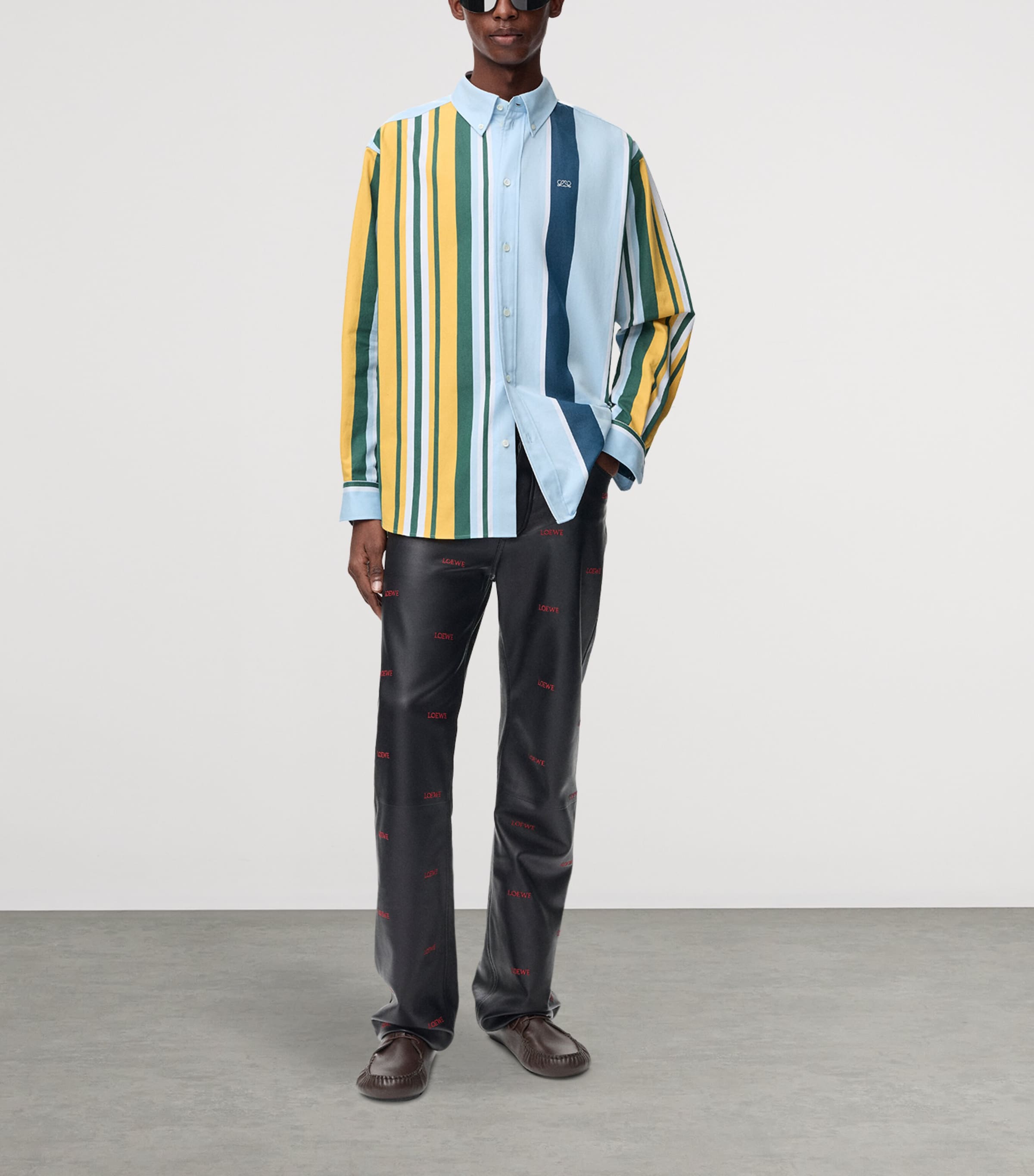 LOEWE Mens Stripe Print Shirt Yellow/multicolor Image 2