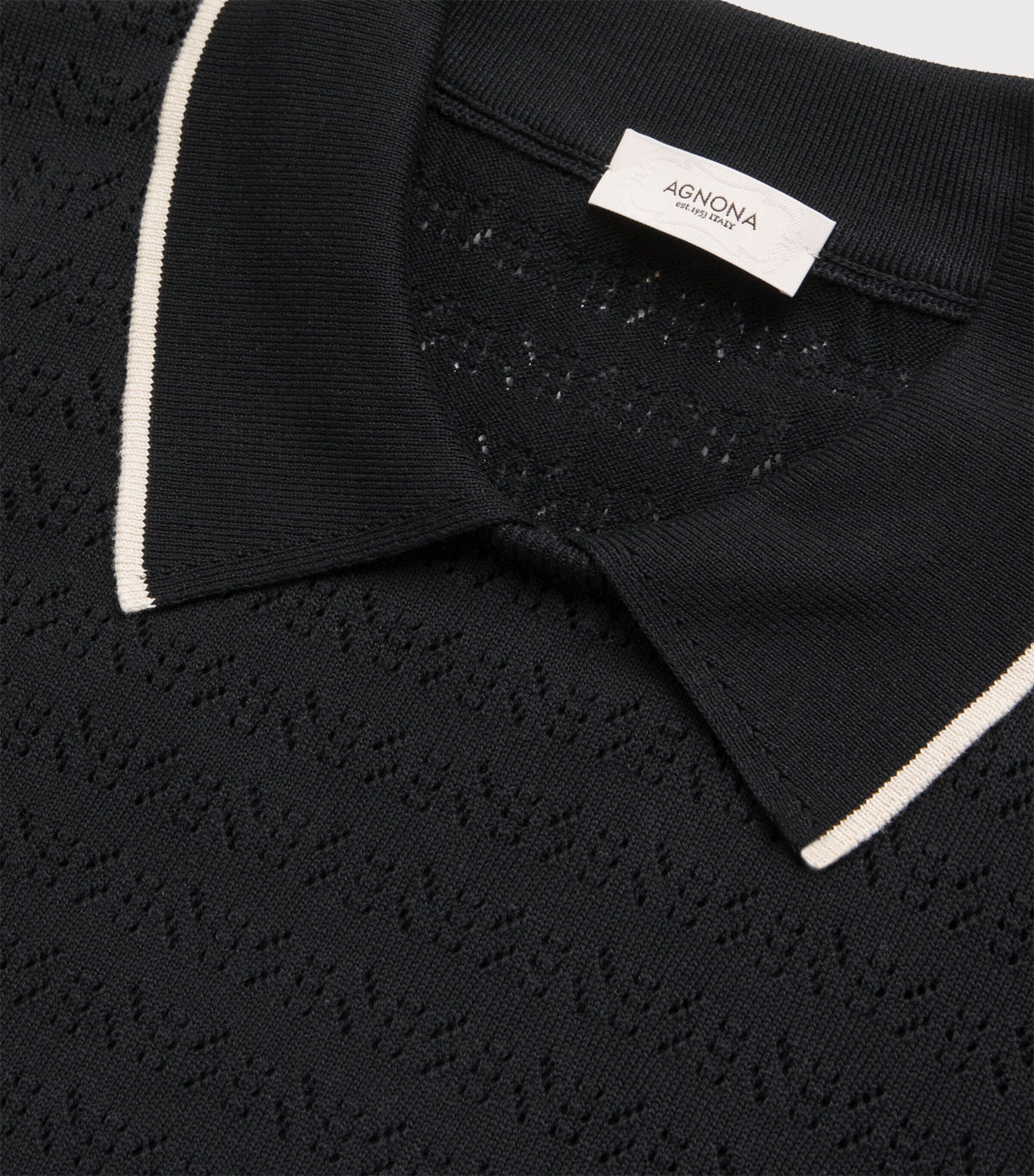 Agnona Womens Cotton Polo Sweater Vest Black Image 6