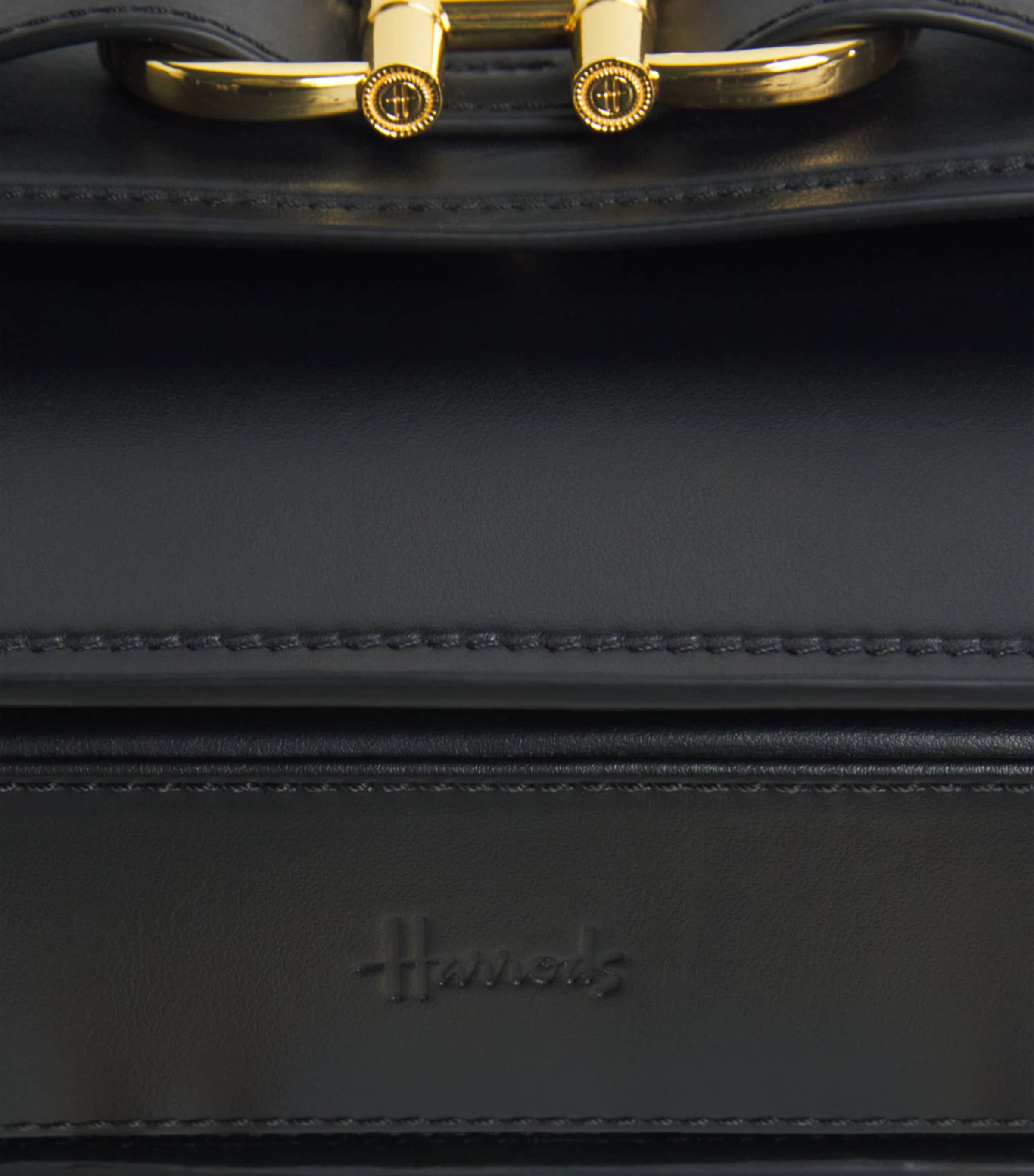 Harrods Leather Snaffle Cross-Body Bag Black Image 6