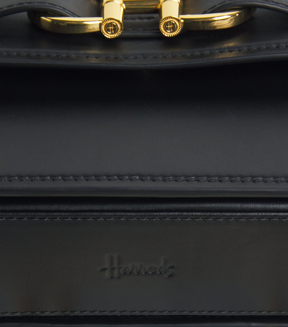 Harrods Leather Snaffle Cross-Body Bag Black Image 6