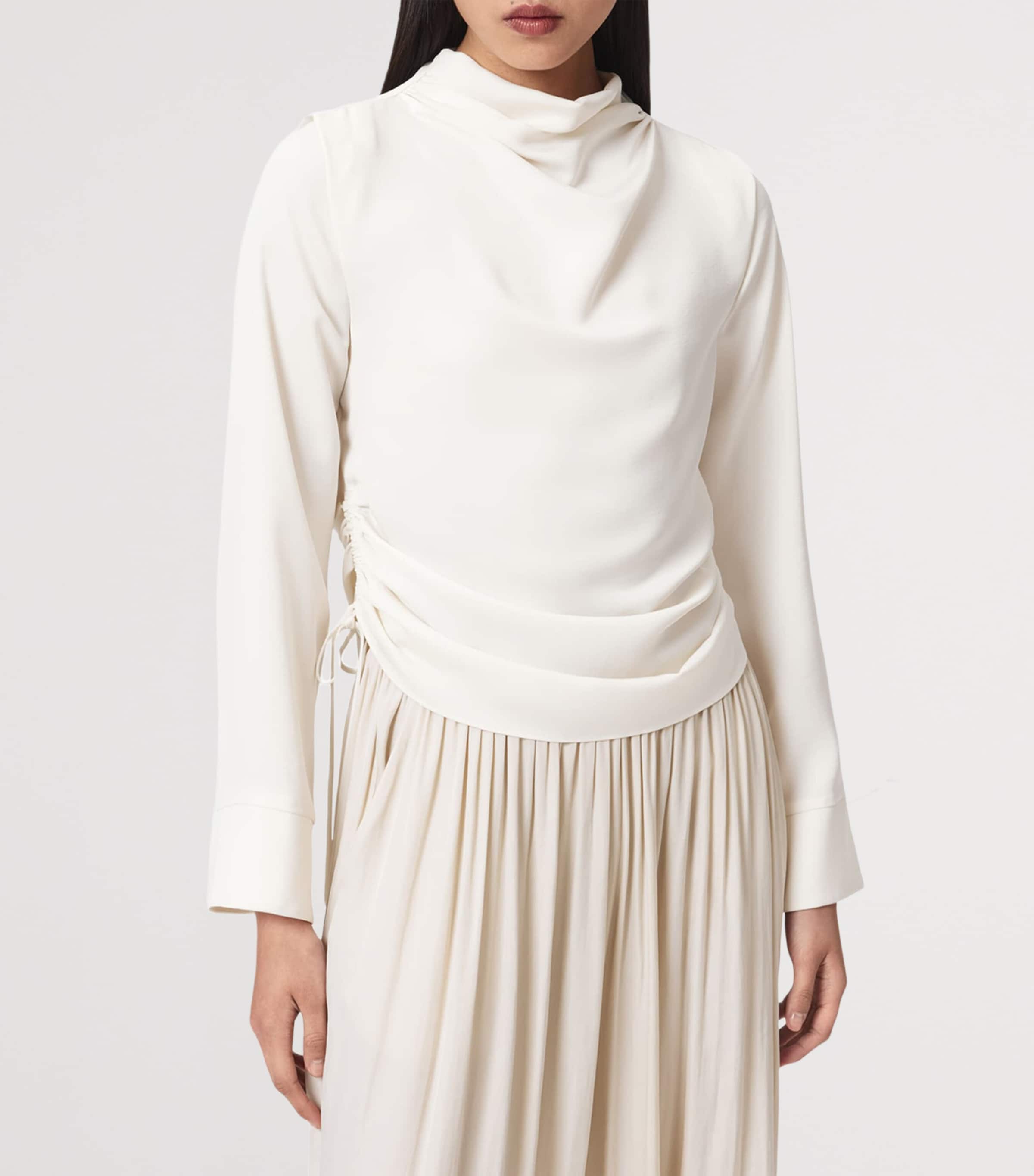 AllSaints Womens Long-Sleeve Leslie Top Antique White Image 3