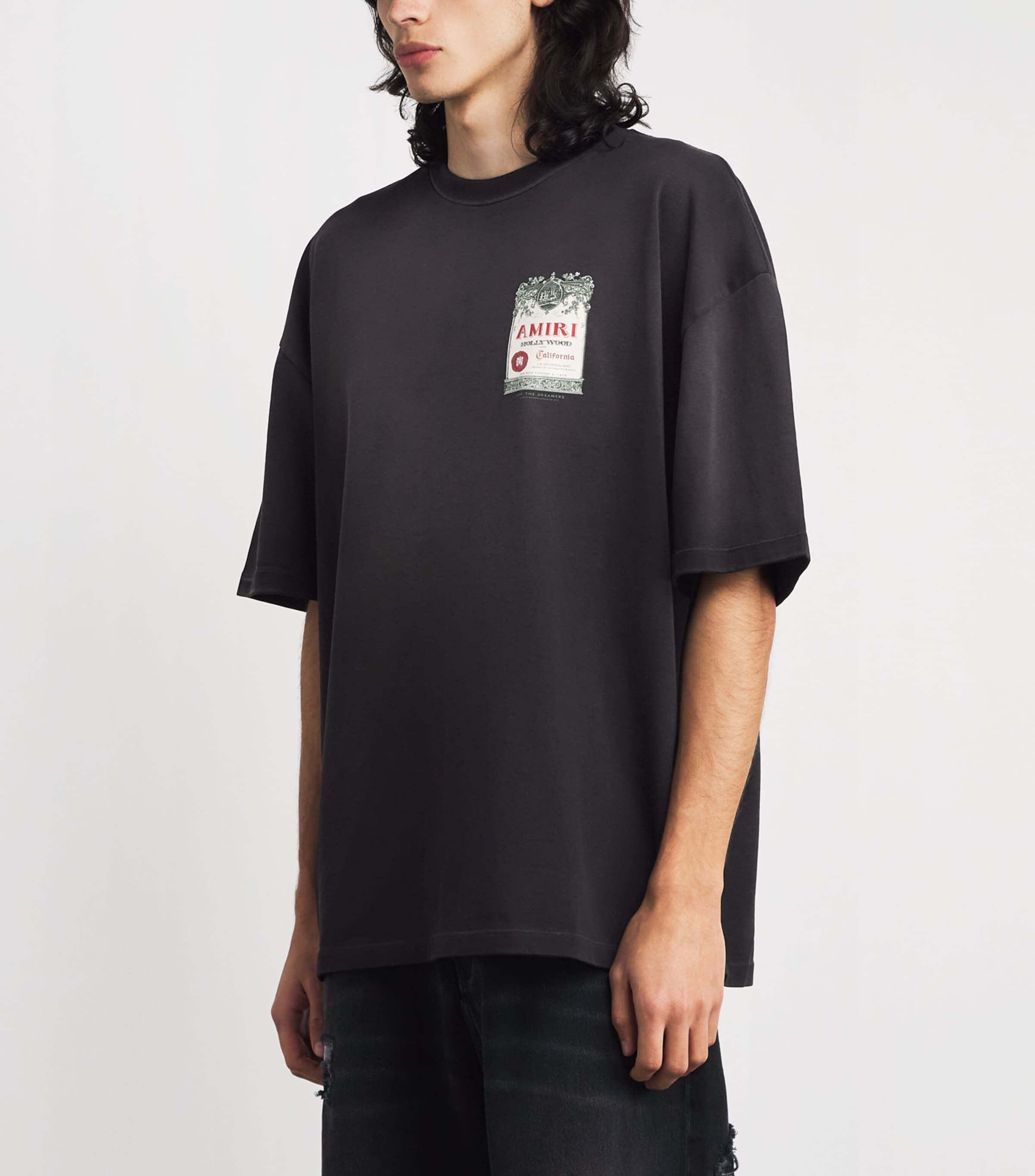 AMIRI Mens Cotton Chateau Stamp T-Shirt Black Image 4