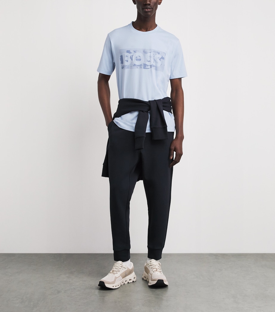 BOSS Mens Stretch-Cotton Logo T-Shirt Open Blue Image 2