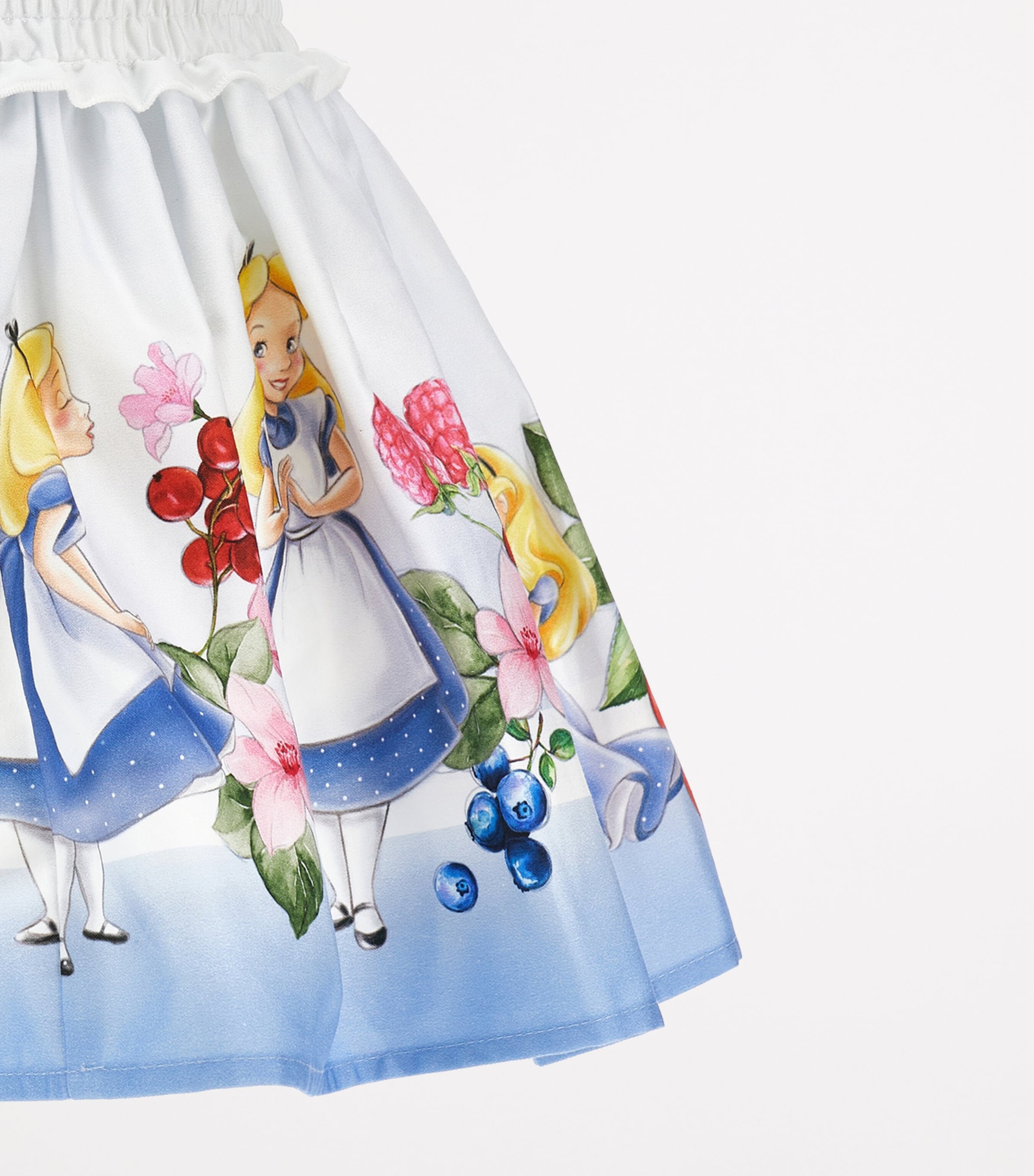x Disney Cotton Alice in Wonderland Print Skirt (2-12 Years) BIANCO / CELESTE Image 4