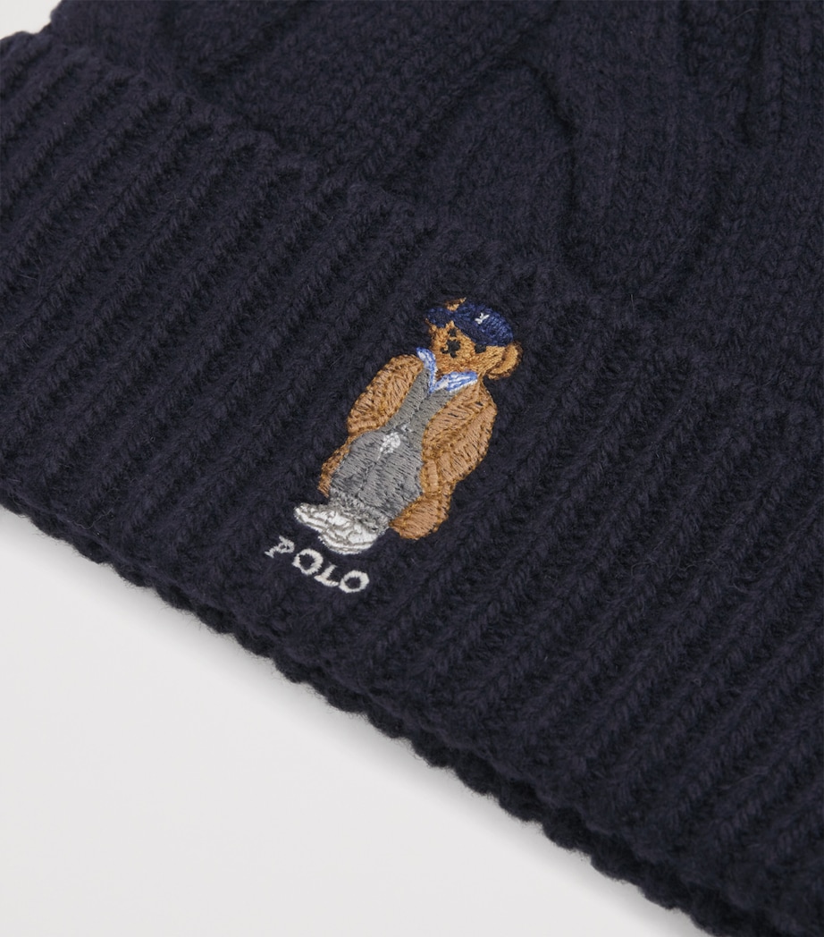 Wool-Blend Polo Bear Beanie NAVY Image 3