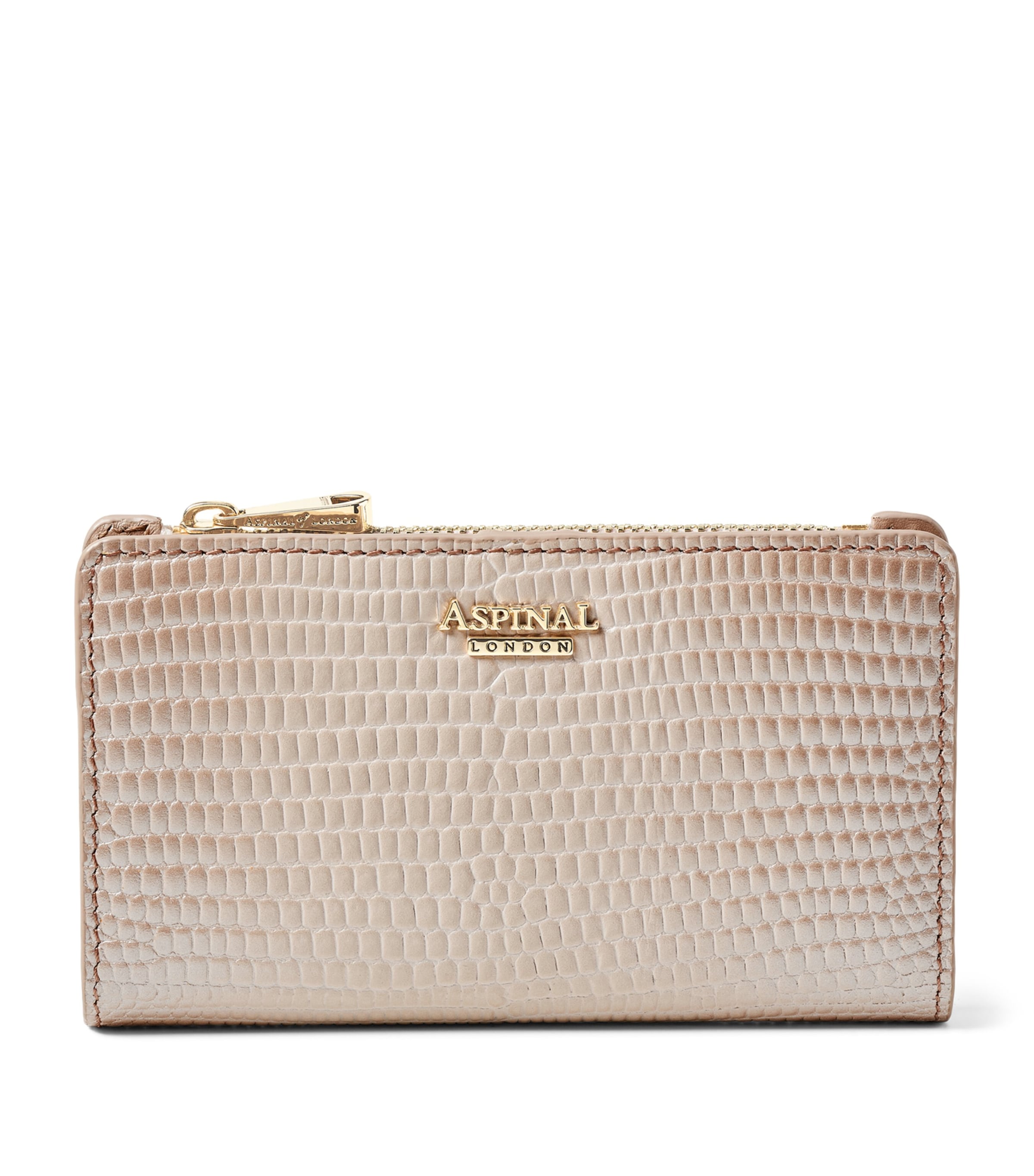 Aspinal Of London Womens Oyster Mayfair Small Croc-embossed Leather Purse In Neutral