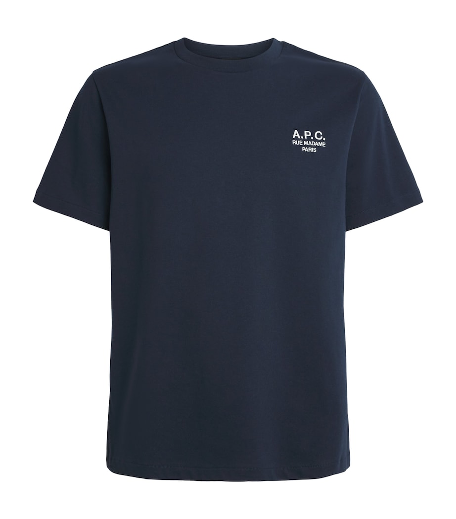 A.P.C. Mens Cotton Logo T-Shirt Tiq Dark Navy/ecru Image 1