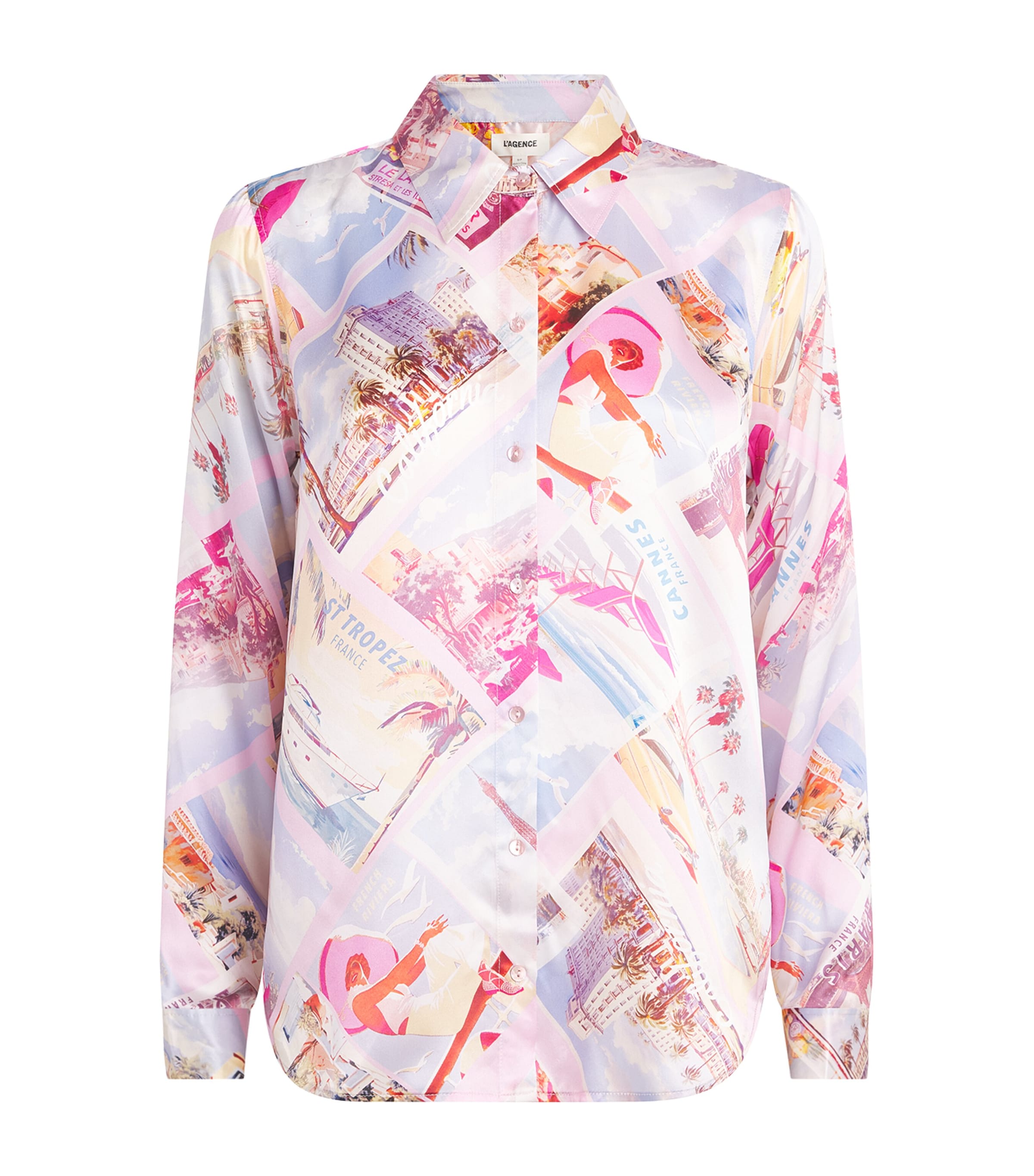 L'Agence Womens Silk Printed Tyler Blouse Pink Mlt Pstcrd Prnt Image 1