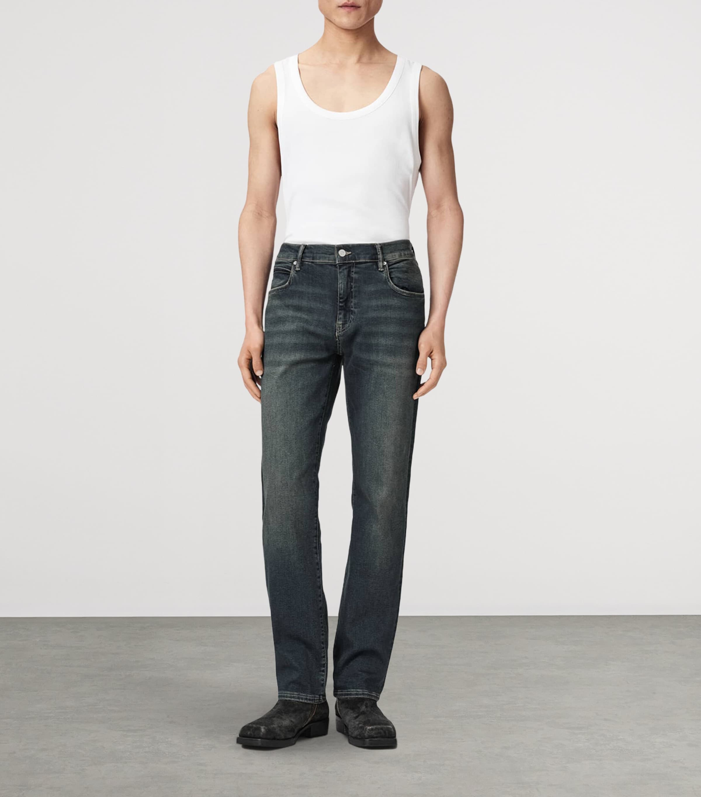 AllSaints Mens Sid Ultra Comfort Jeans Tinted Indigo Image 2