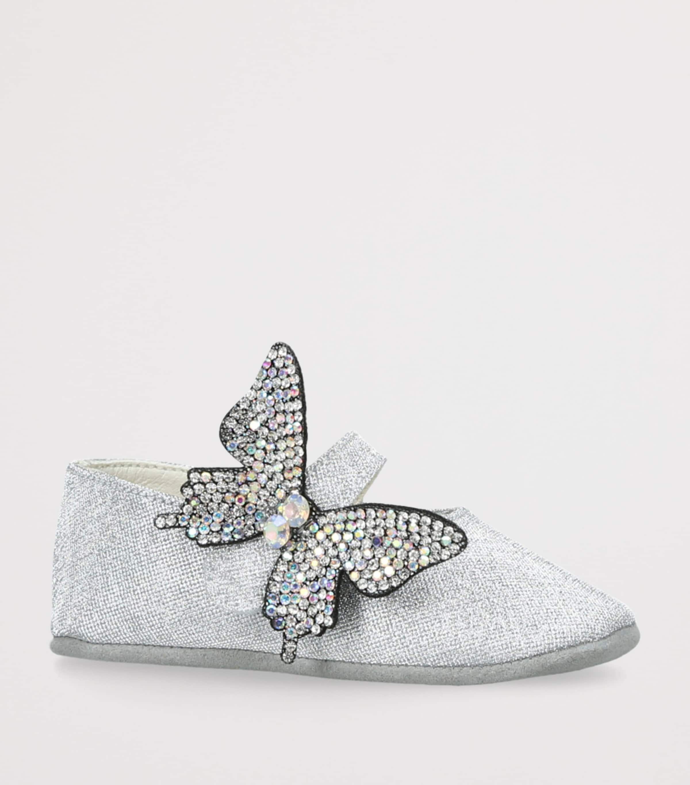 Crystal Butterfly Ballet Flats SILVER Image 3