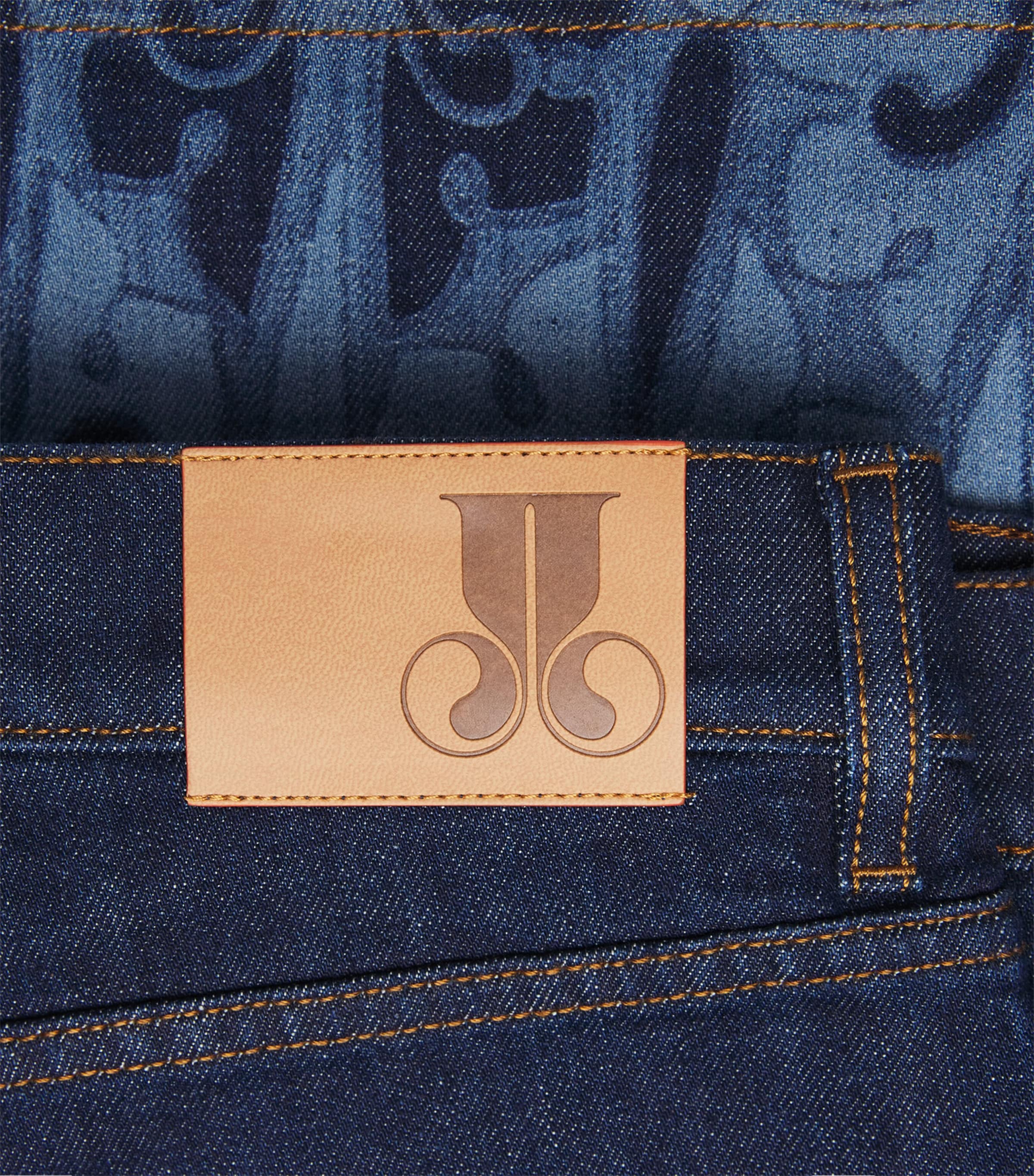 La Doublej Printed Cropped Flared Jeans In Blue