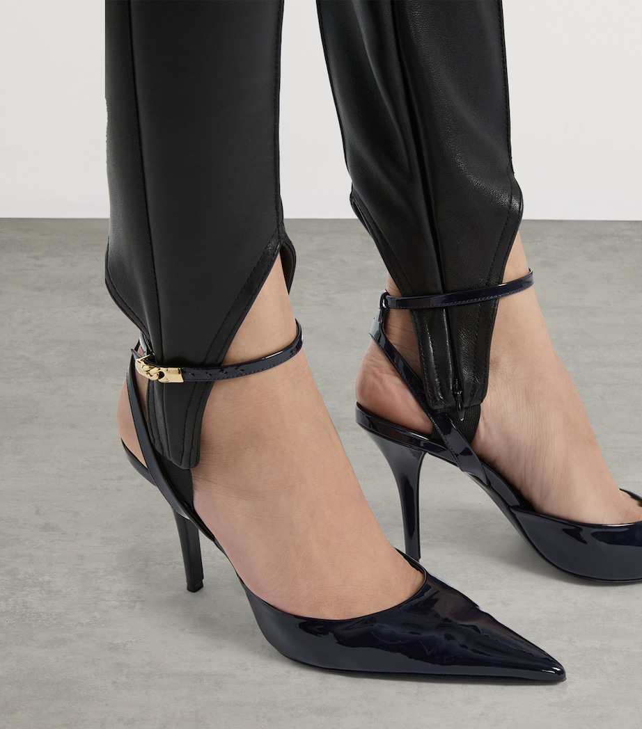 Balmain Patent Leather Strappy Pumps 95 Dark Navy Image 2