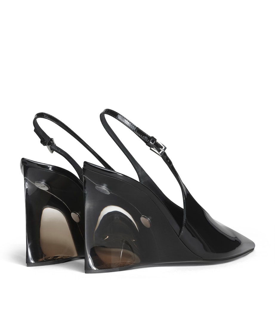 Alaïa Patent Leather Invisible Wedge Slingback Pumps 90 Black Image 3