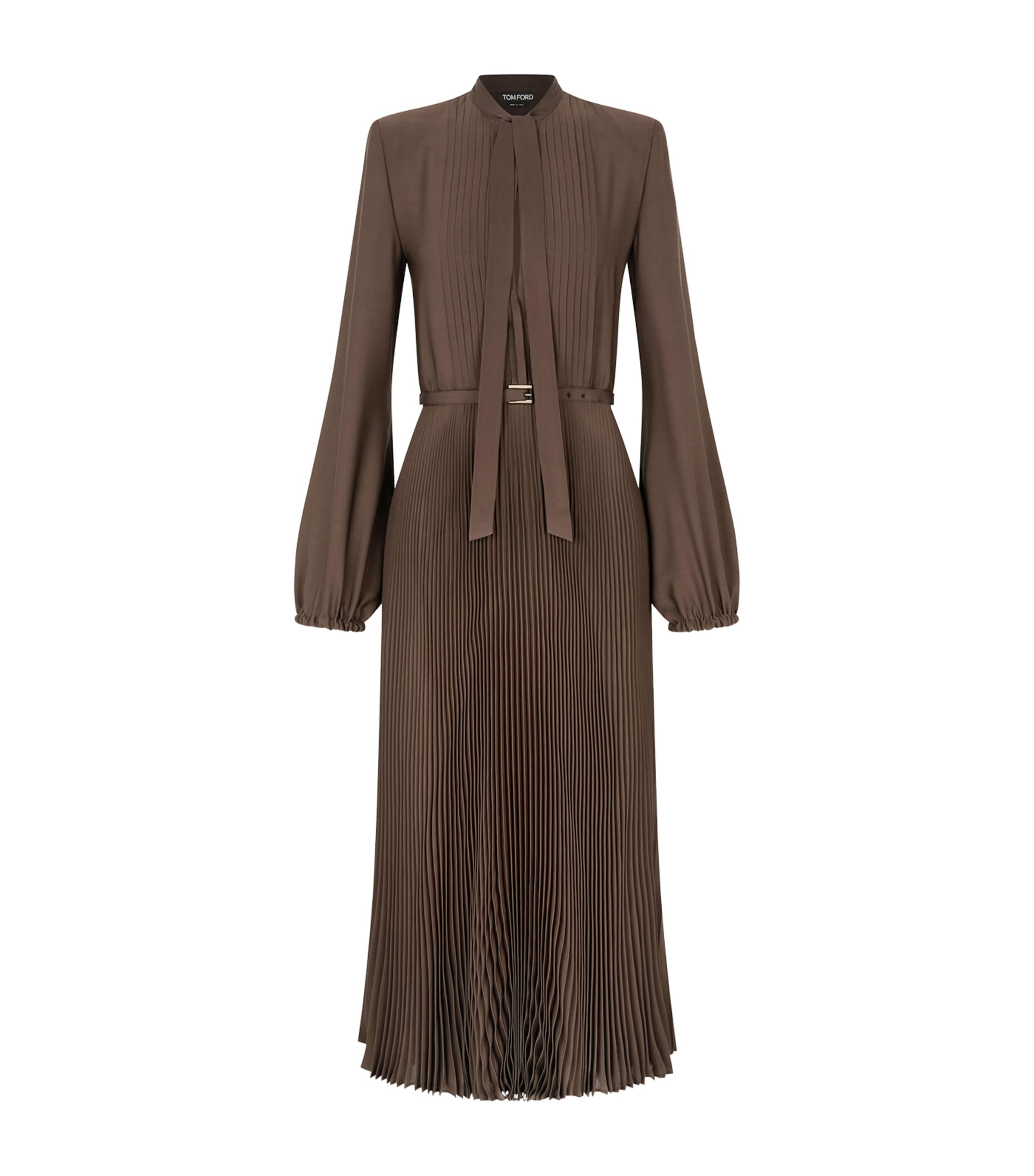 TOM FORD Silk Plissé Sunray Maxi Shirt Dress Gcw