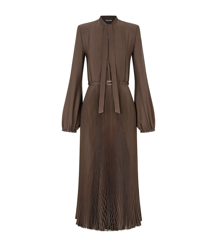 TOM FORD Womens Silk Plissé Sunray Maxi Shirt Dress Gcw Image 1