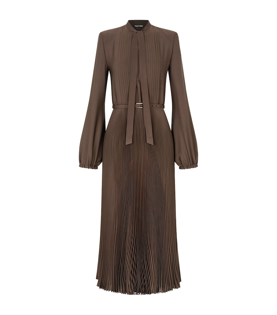 TOM FORD Silk Plissé Sunray Maxi Shirt Dress Gcw