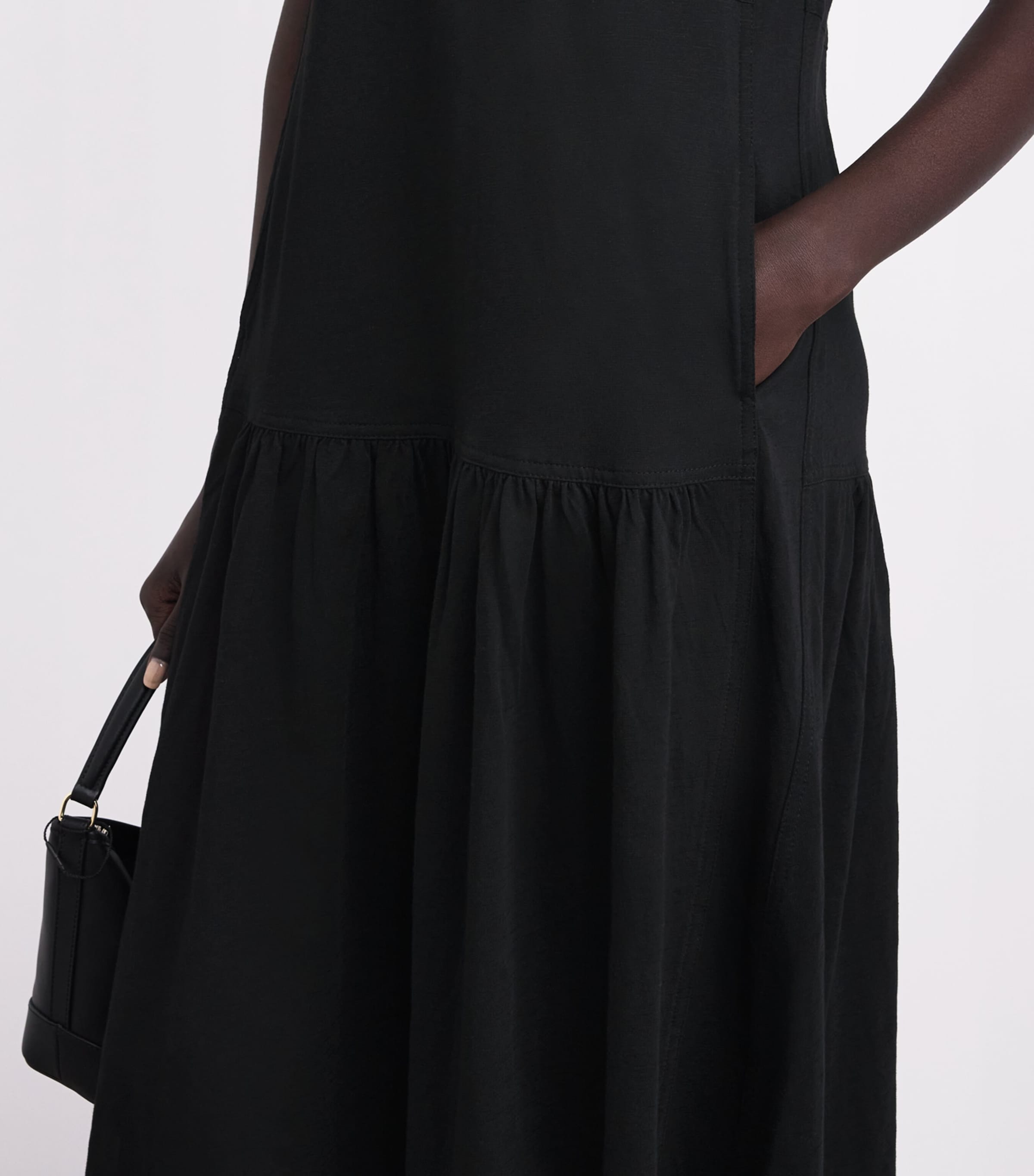 ME+EM Womens Organic Cotton Tiered Maxi Dress Black Image 3